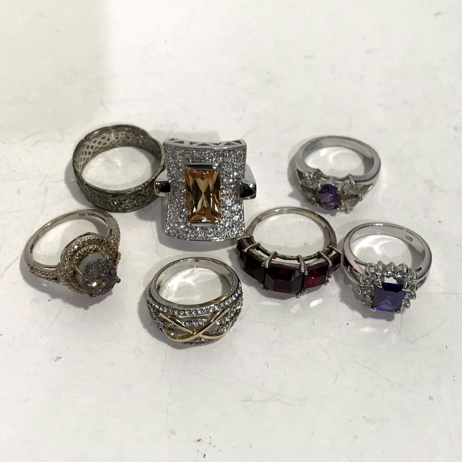 Lot of seven Sterling .925 silver rings (1 of 4)