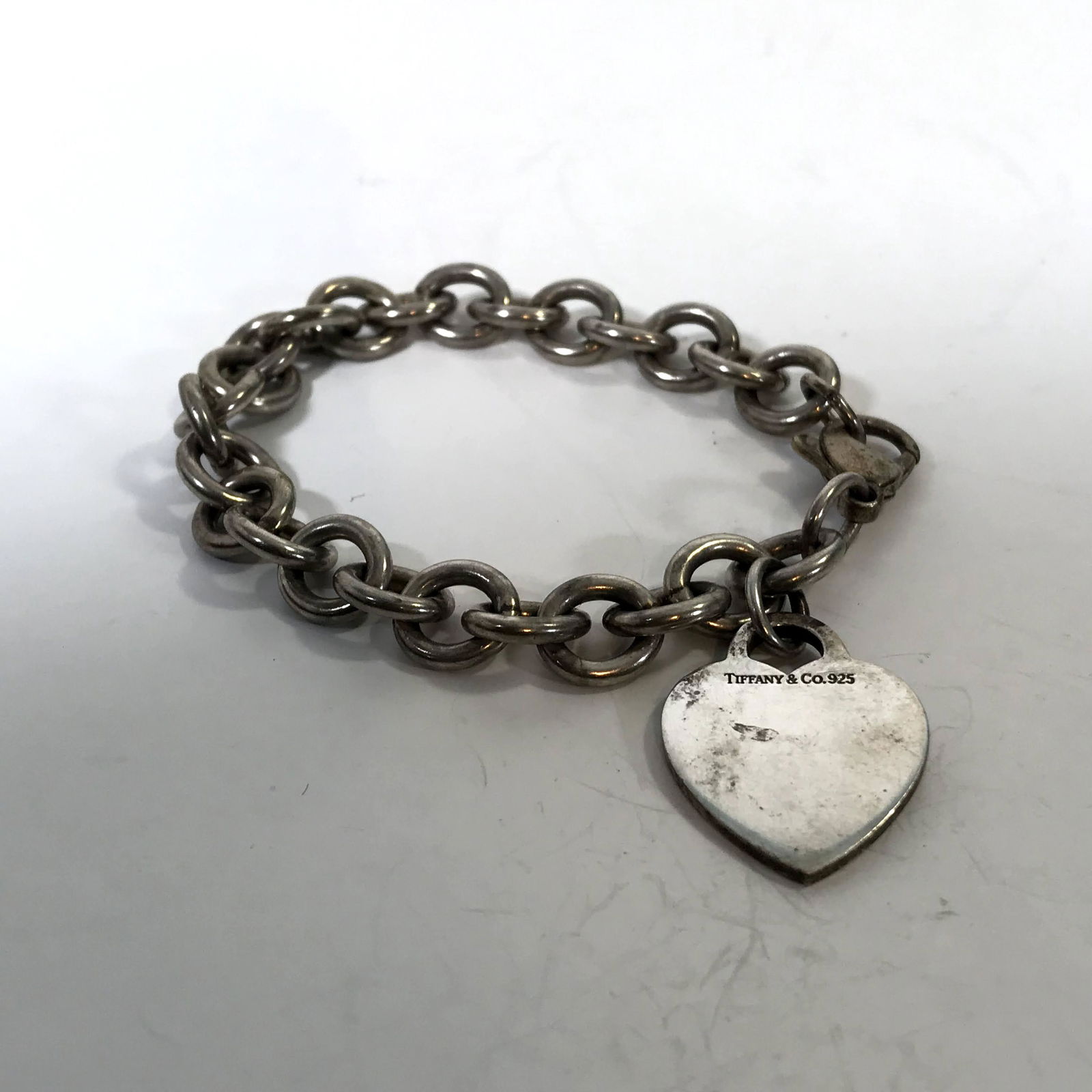 Tiffany & Co. 925 Silver Heart Tag Chain Link Bracelet (1 of 5)