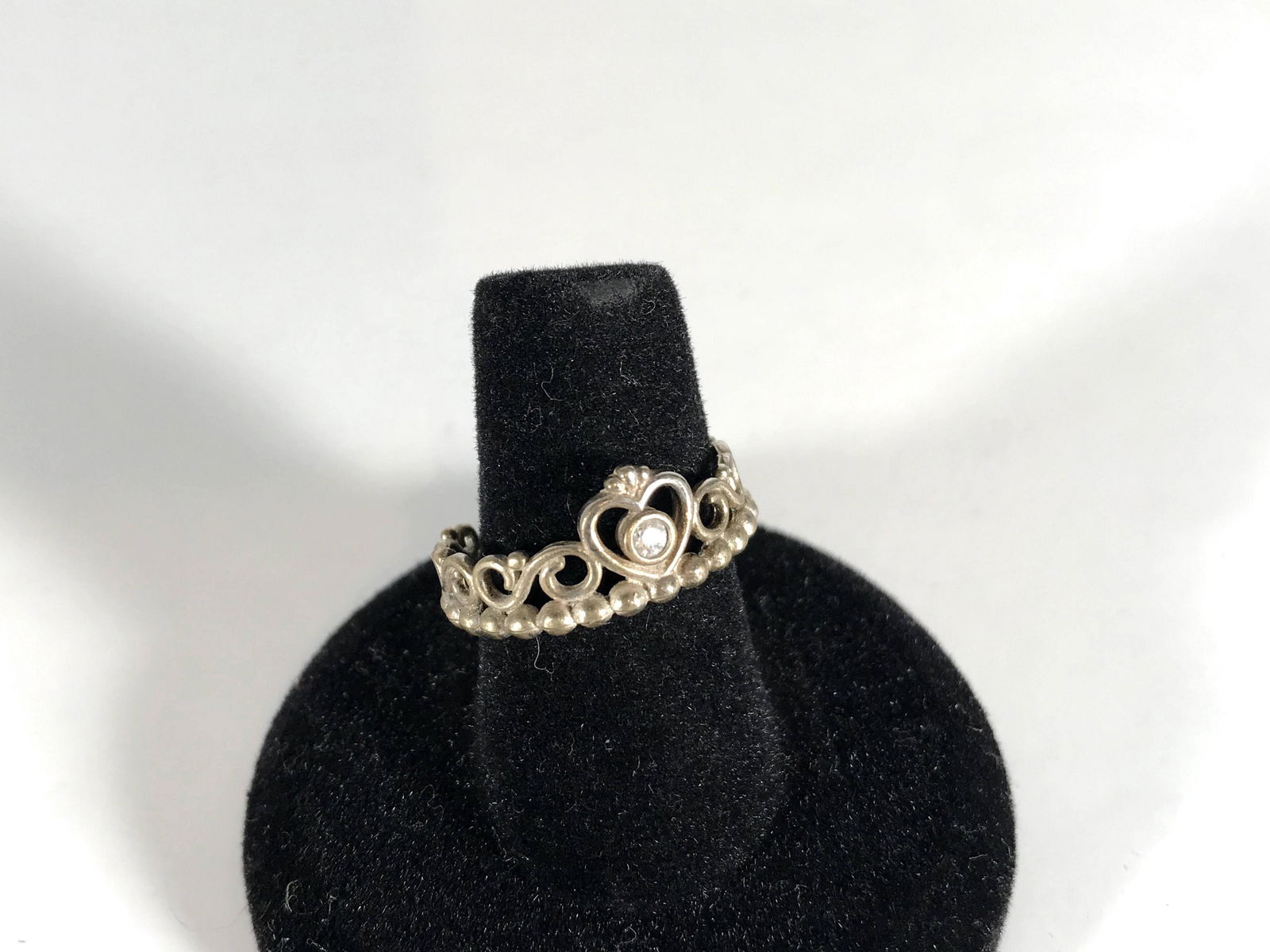 Vintage 925 Sterling Silver Ring Modernist Crown Hearts (1 of 4)