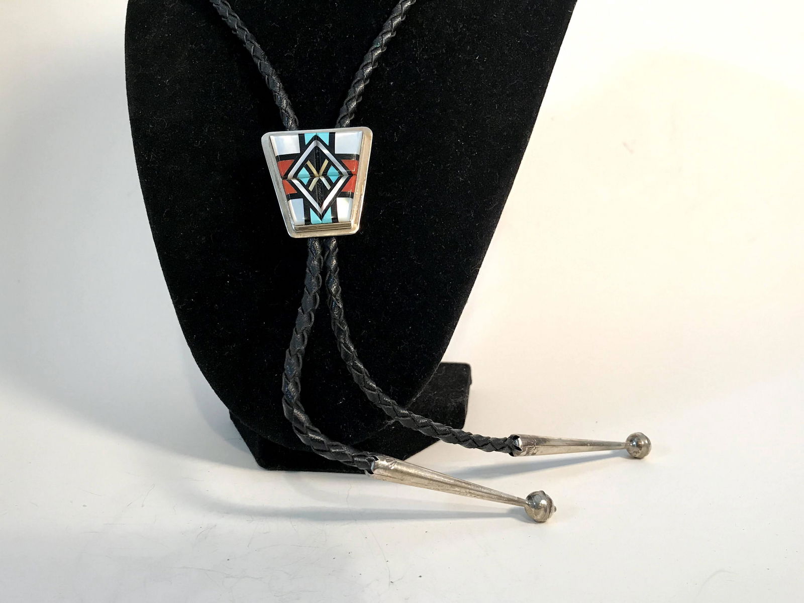 Vintage American Indian Zuni Style Sterling Silver Bolo (1 of 3)