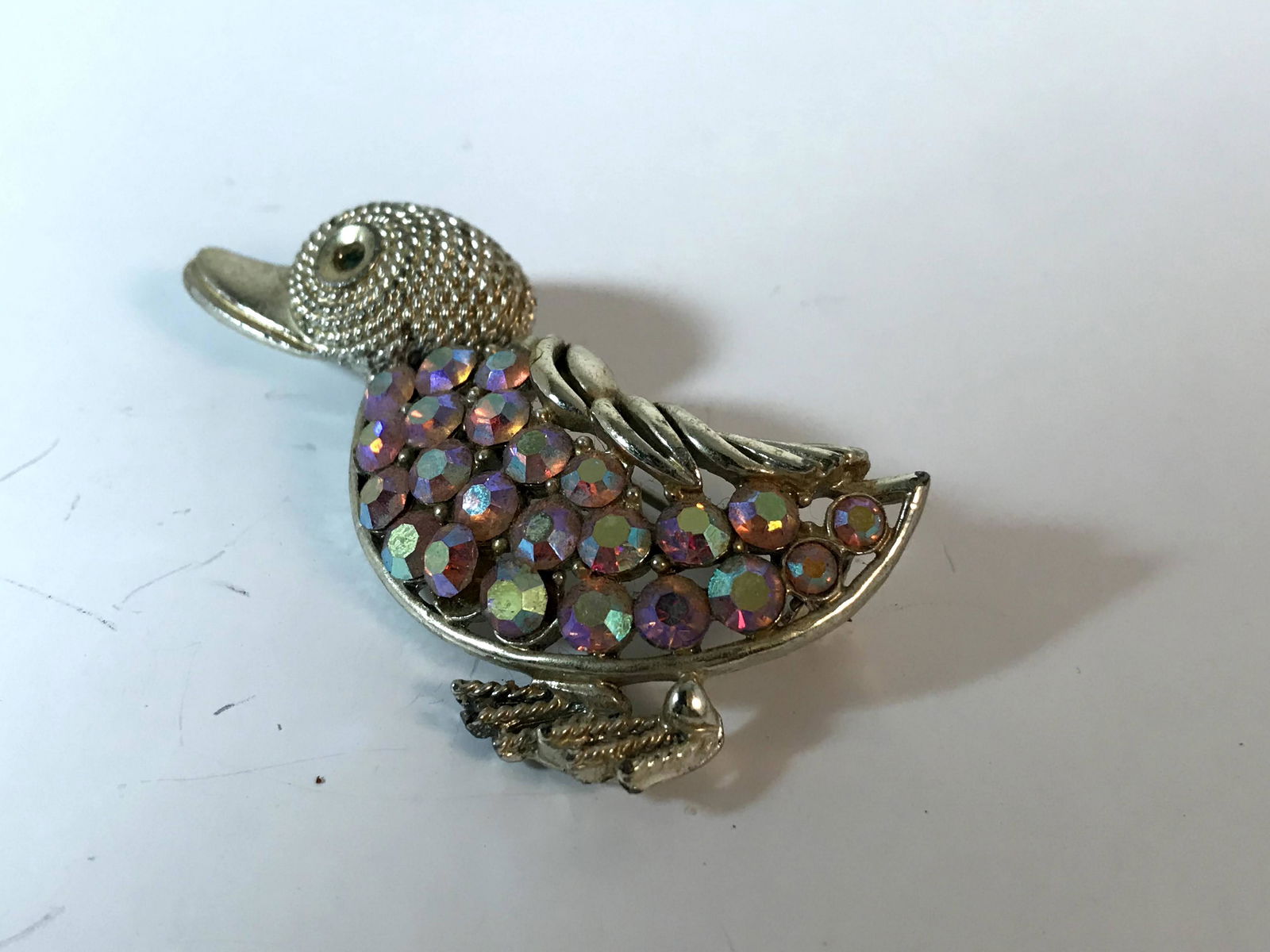 Super Cute Vintage Signed Coro Figural Duck Brooch Pink (1 of 3)