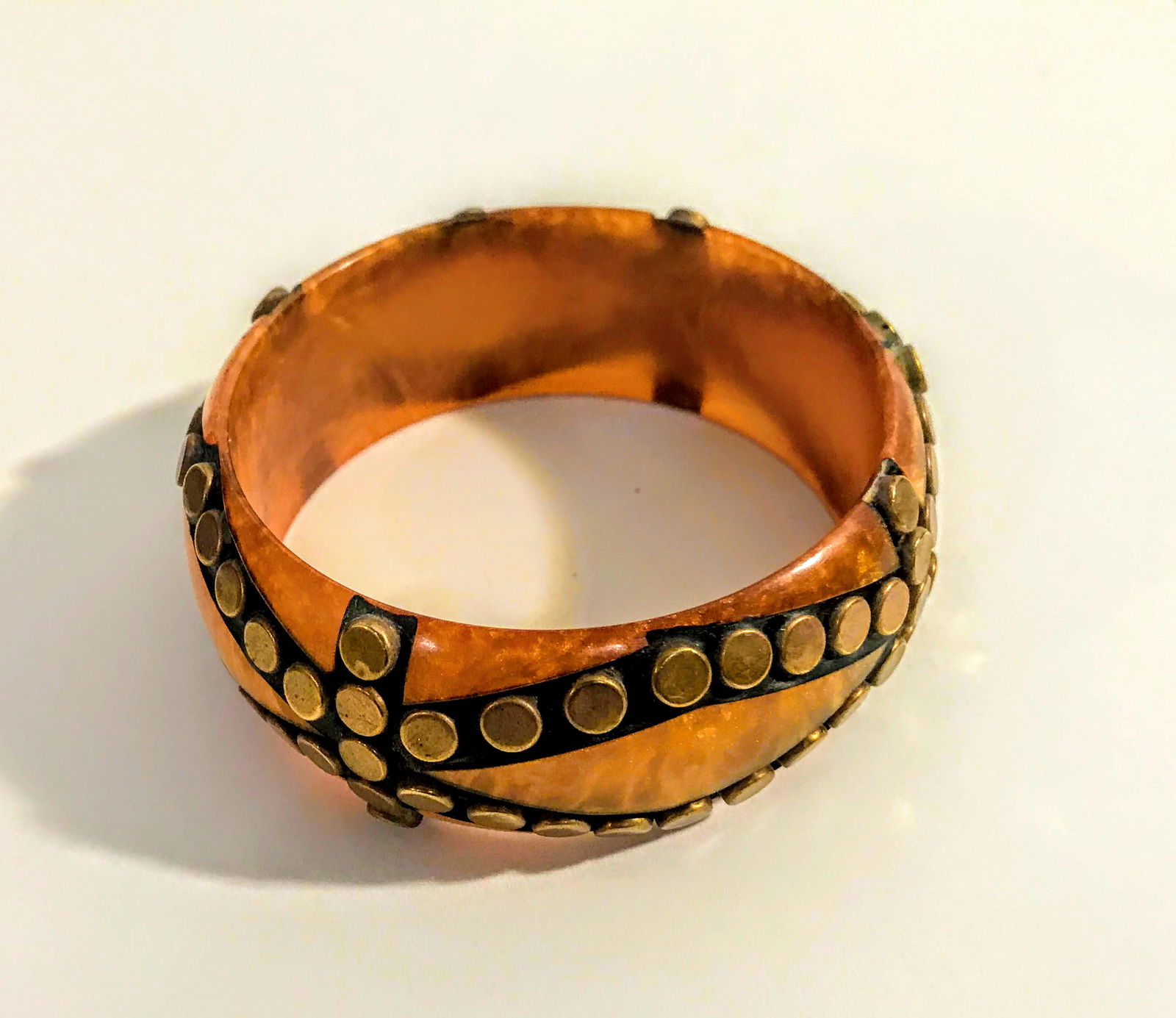 Vintage Hand Made Bangle Cuff Bracelet Plastic, Lucite, (1 of 6)