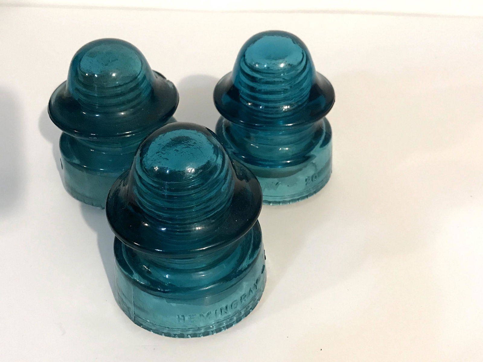 Lot Of 3 Vintage Antique Hemingray Glass Telephone (1 of 5)