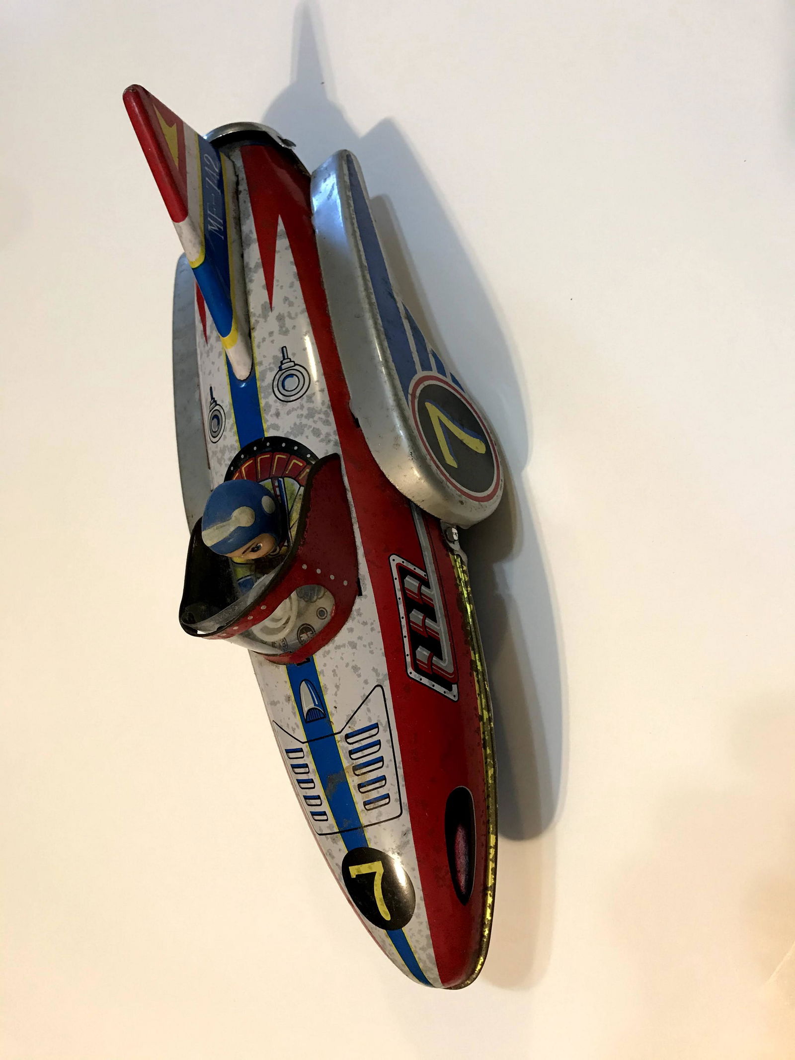 Toy- Vintage 1960 Tin Friction Powered MF-742 Rocket (1 of 4)