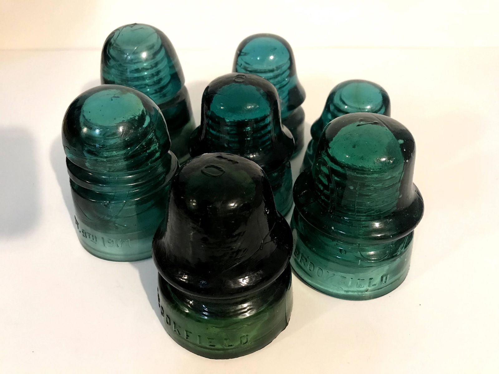 Lot Of 7 Vintage Antique Hemingray Glass Telephone (1 of 4)