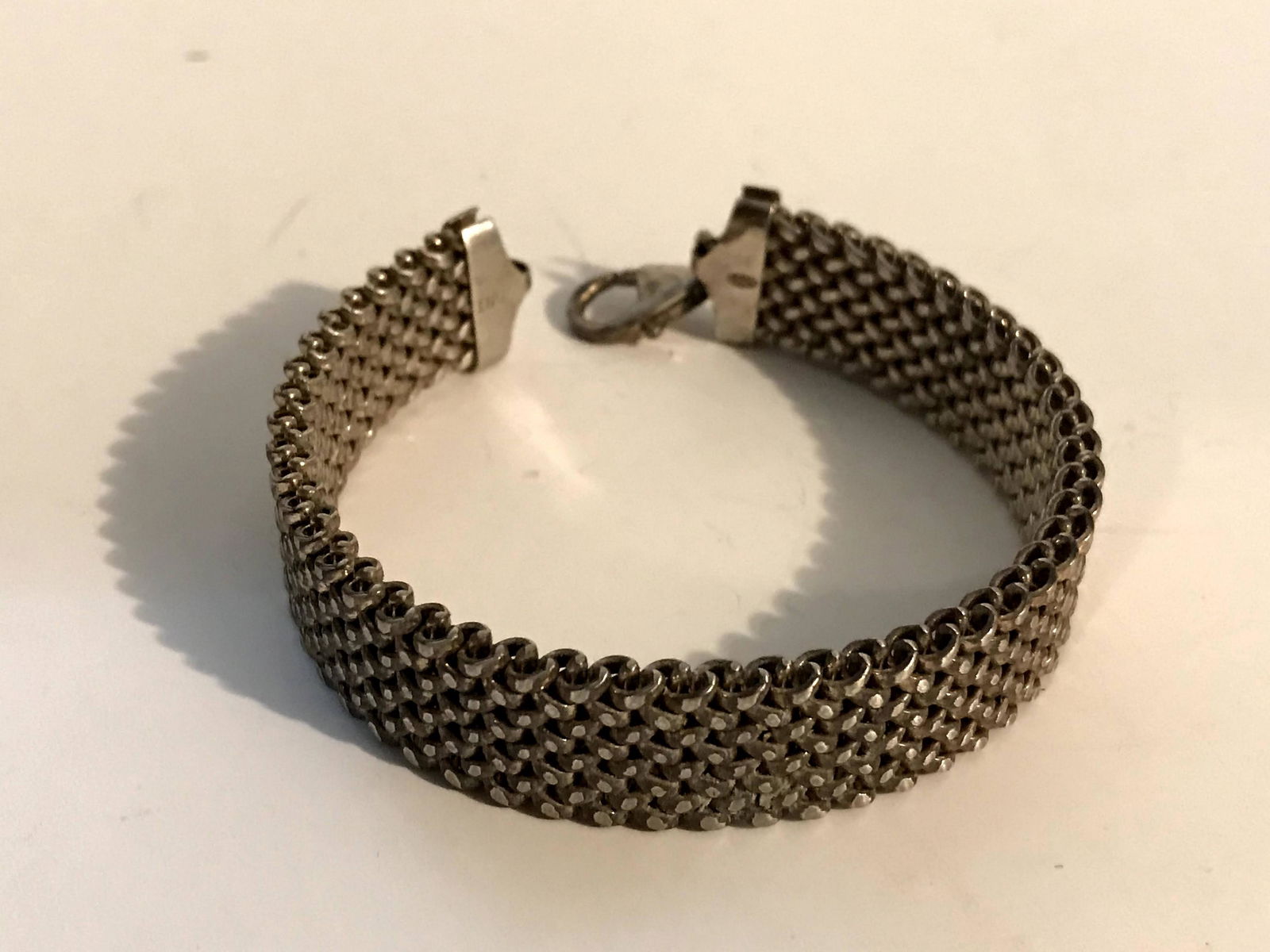 Vintage Sterling Silver Mesh Thick .925 Bracelet 2 1/2" (1 of 4)