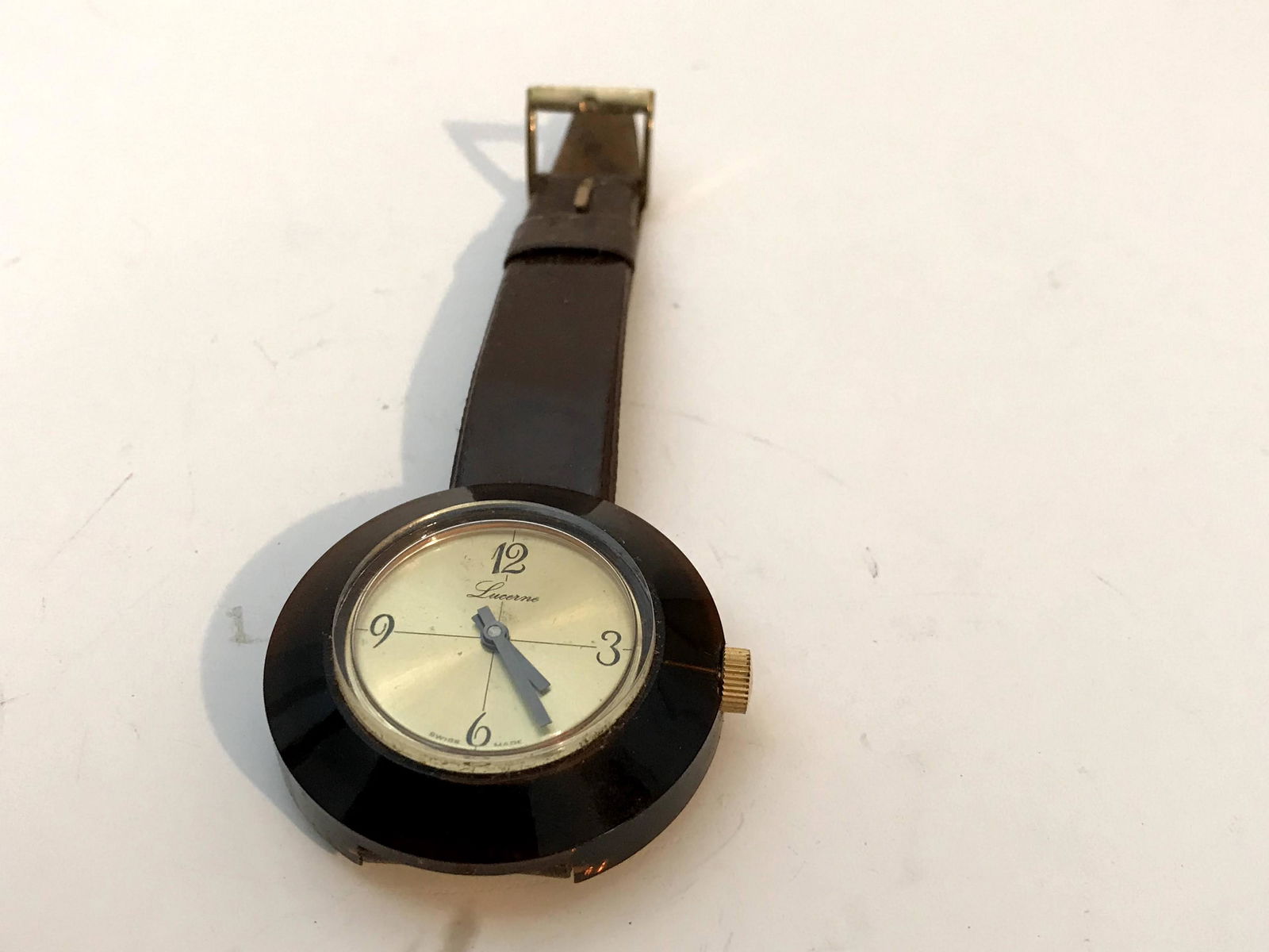 Lucerne Swiss mid-century modern Brown Acrylic (1 of 5)