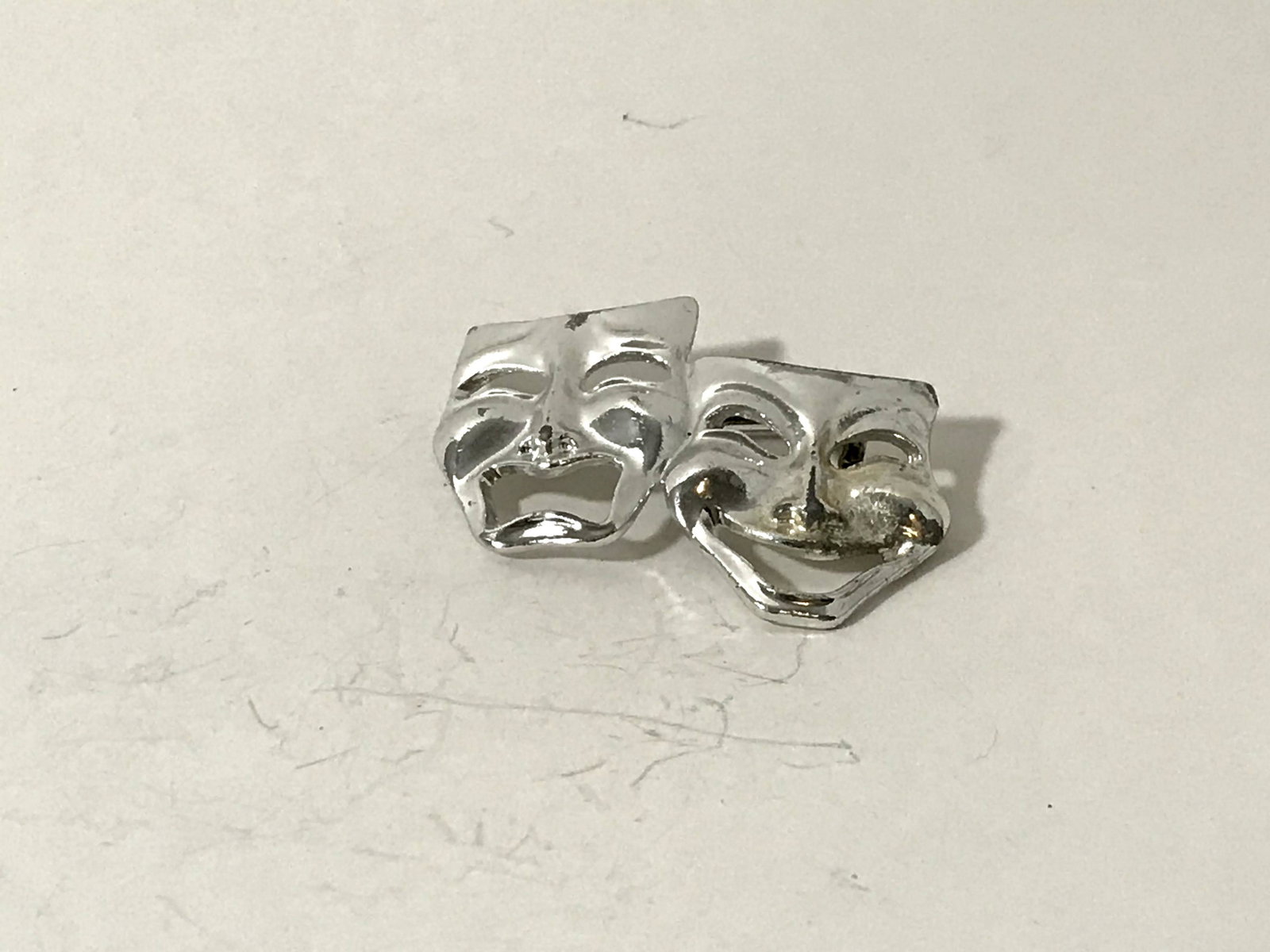 Vintage Two Faces of Theatre Comedy Tragedy Brooch 2" (1 of 4)