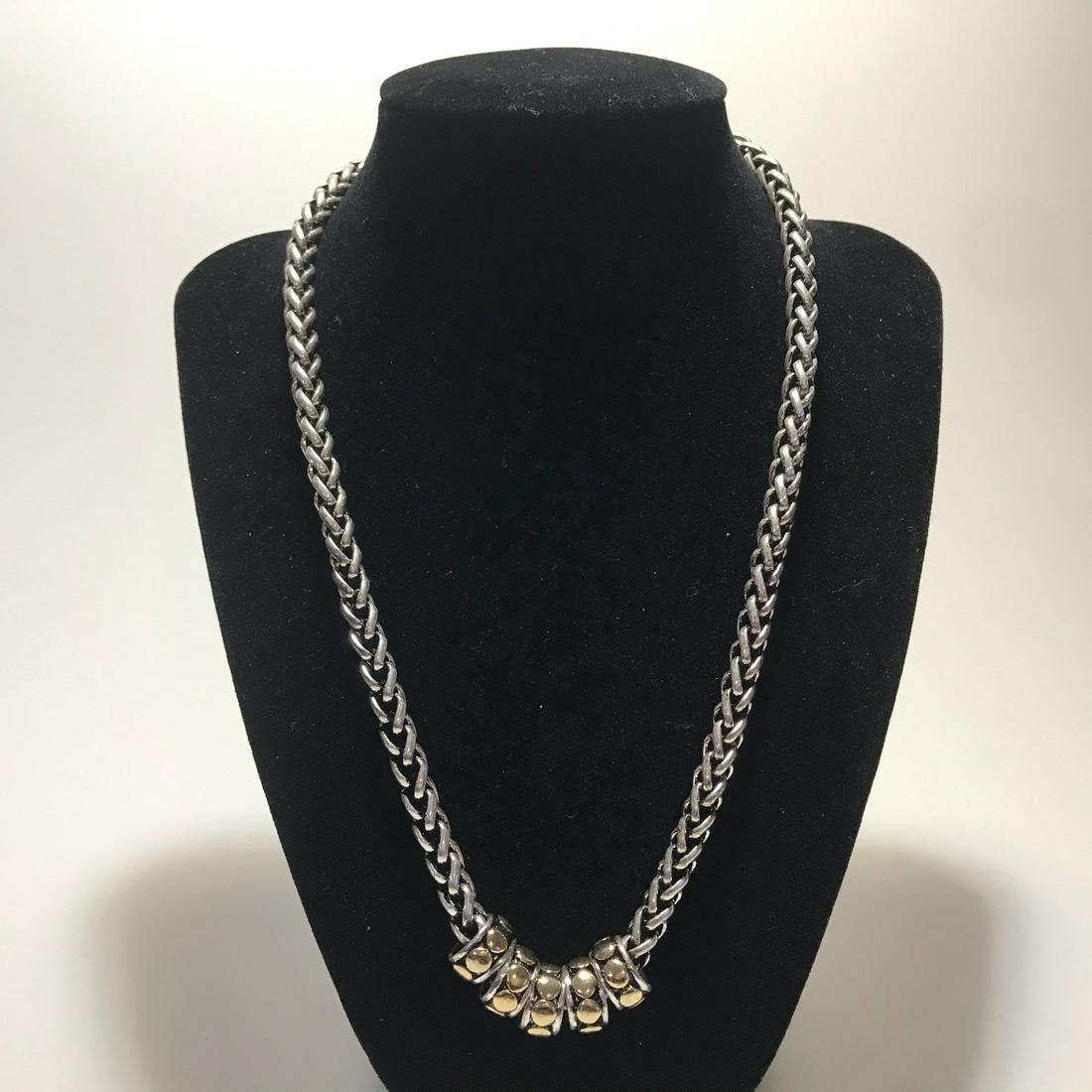 CHICO'S Silver Gold Sliding Charm Necklace Hoop: Please view all photos as they are part of the description and condition of this Item, Feel free to contact me with questions or picture requests!. Used Item AS IS