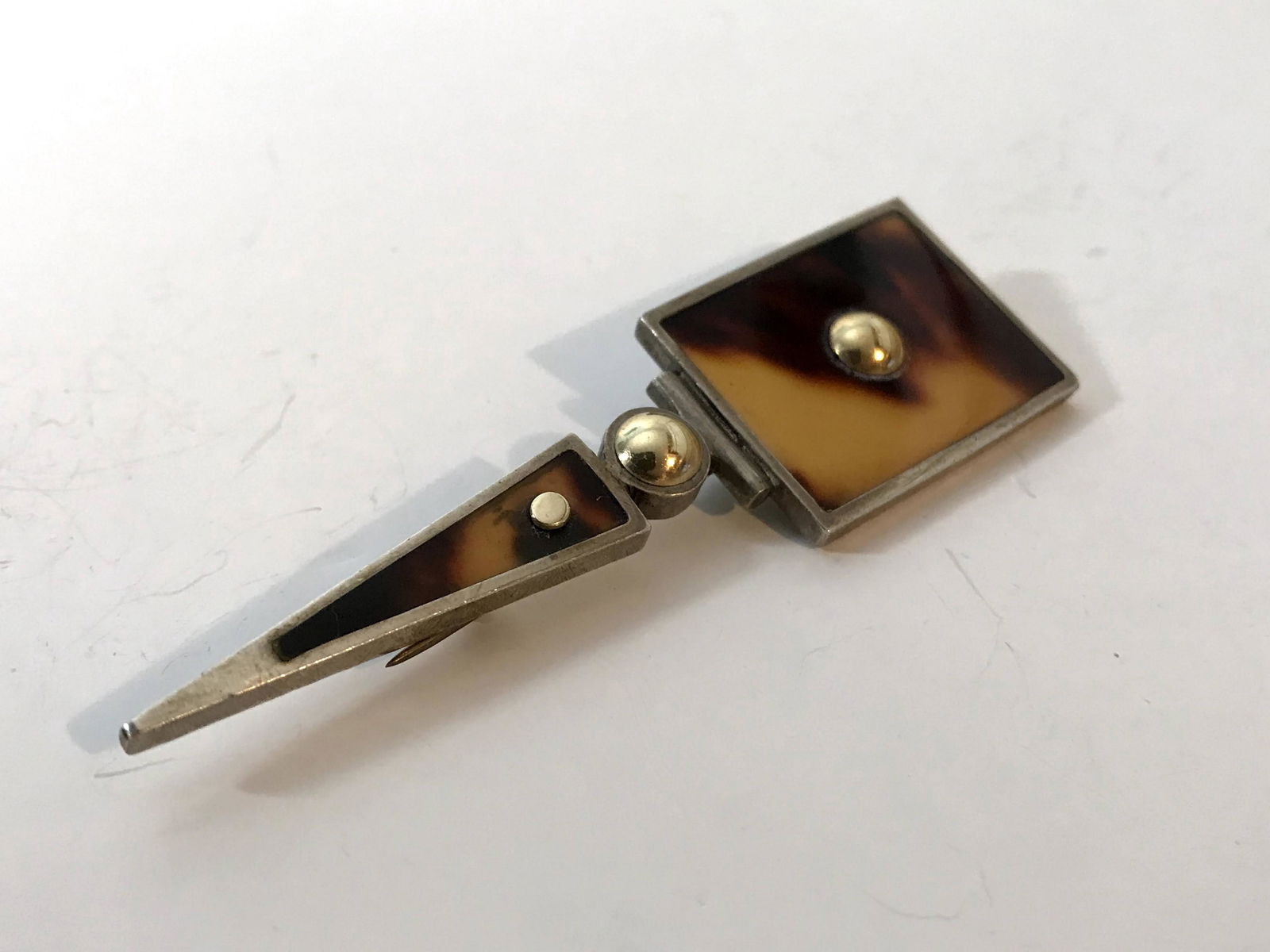 Laurence DeVries Sterling Silver & 18k brooch 3 1/2" (1 of 5)