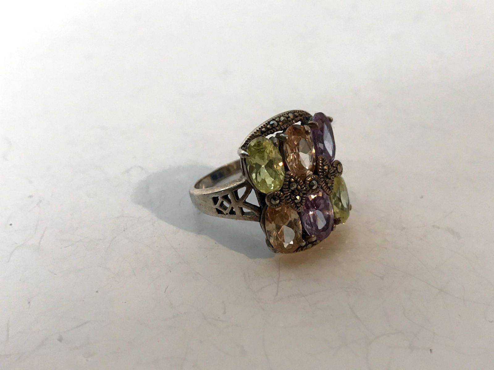 Vintage Sterling Silver multi colored stones ring (1 of 4)