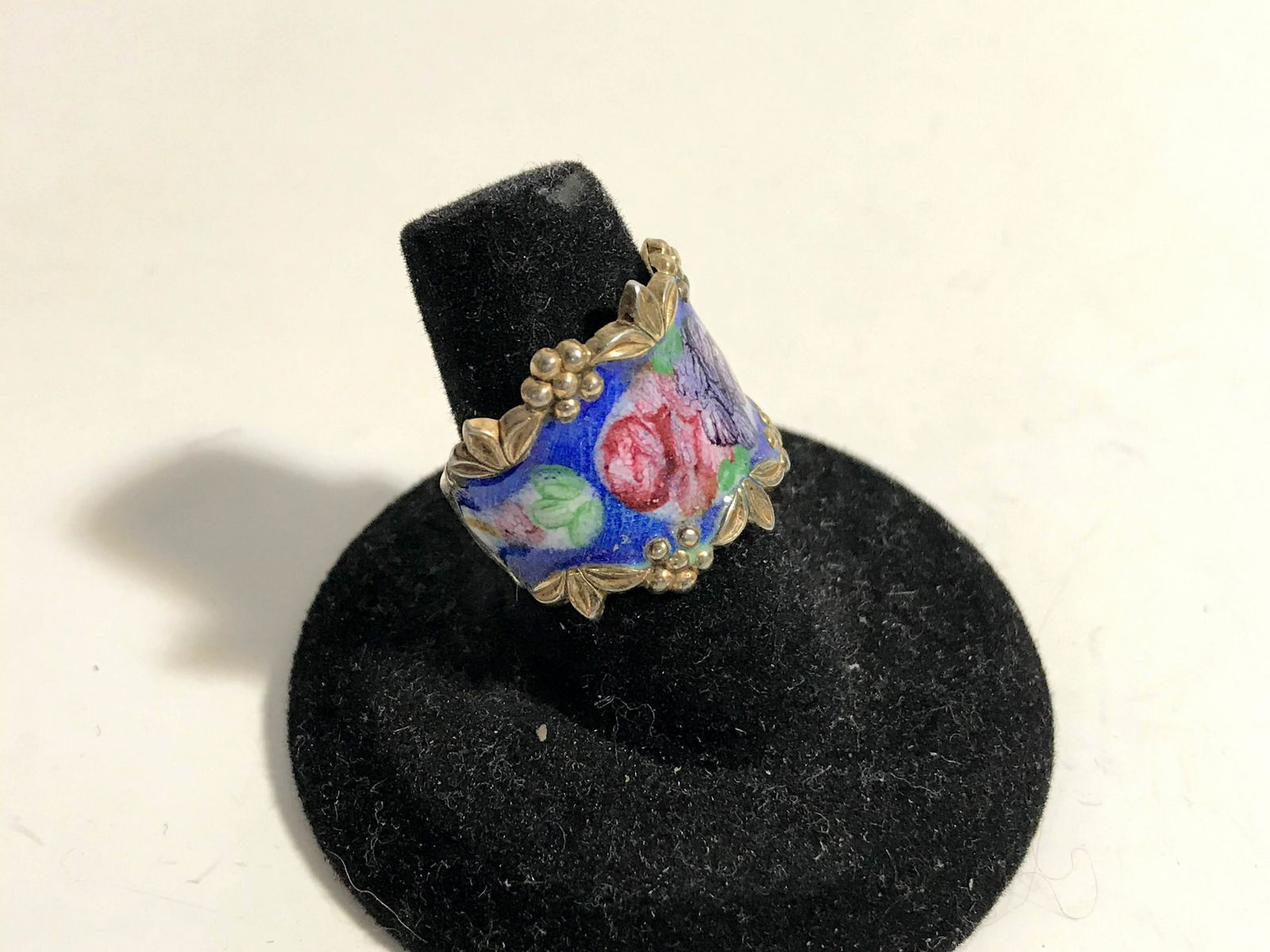 Vintage Vargas Sterling Silver Enamel Ornate Rose (1 of 7)
