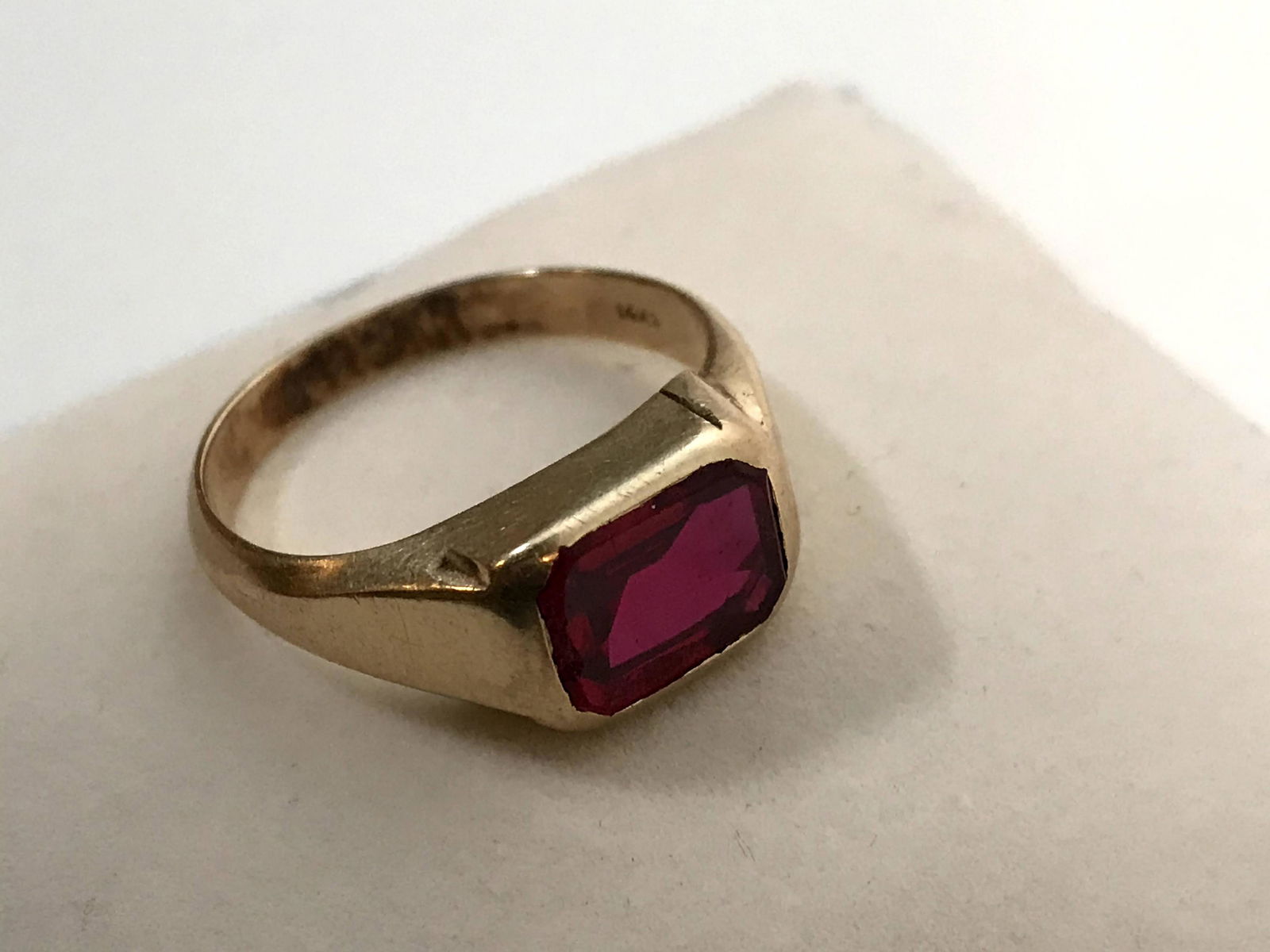 Mens Real 14K Gold Red Ruby Ring Natural Heavy Ring for (1 of 6)