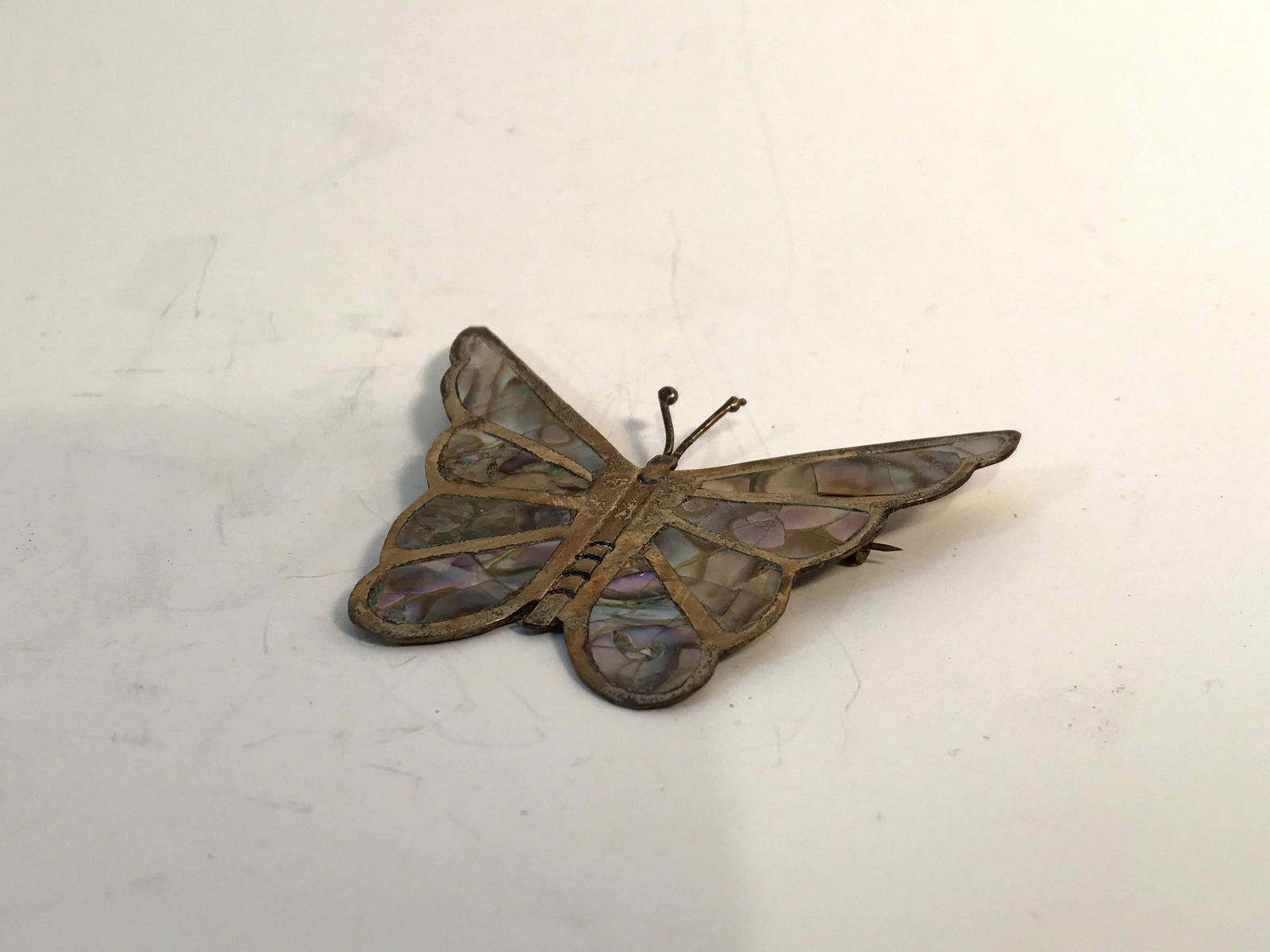 Vintage Mexico Abalone Sterling Silver Butterfly Brooch (1 of 4)