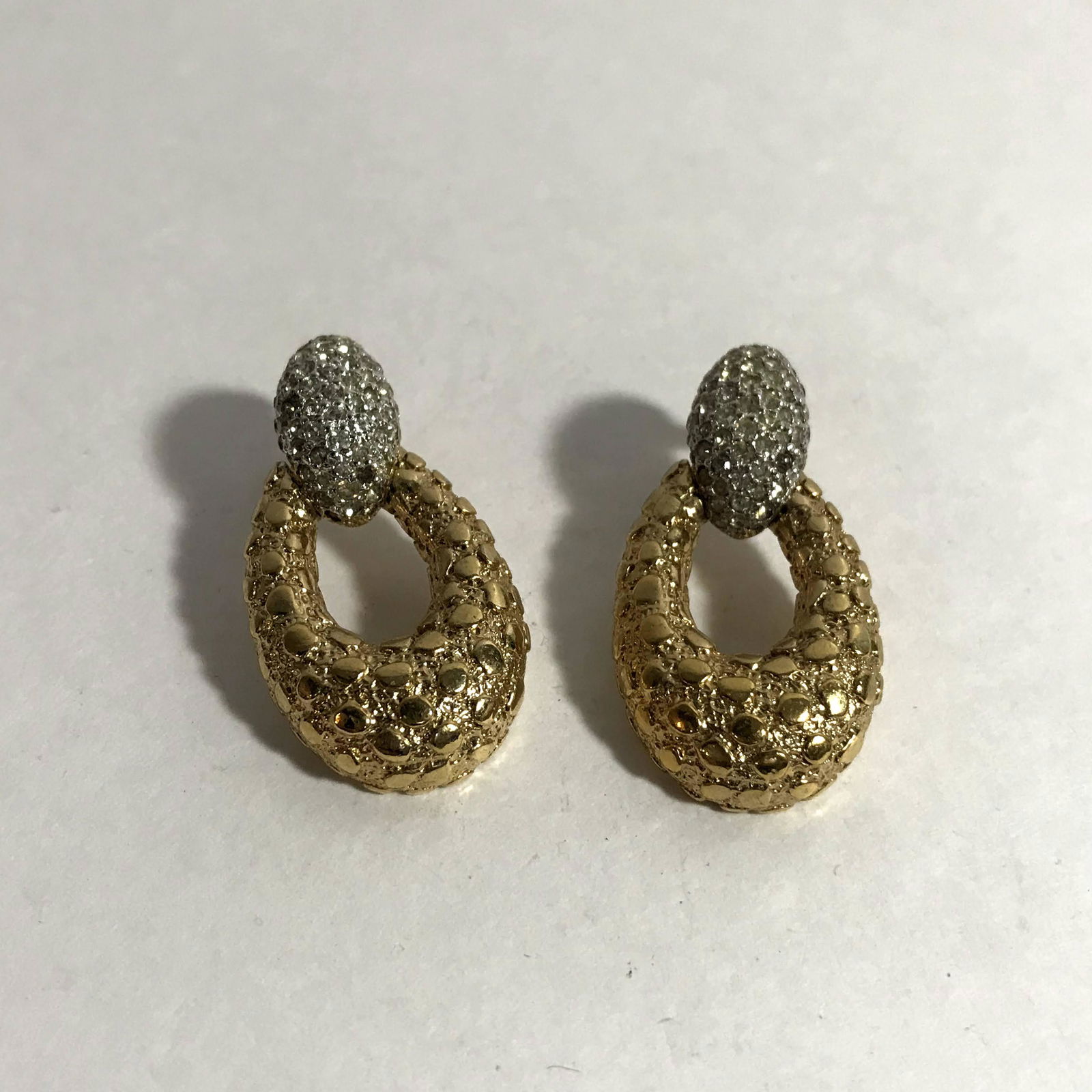 Vintage Panetta Hand set Rhinestone Gold tone dangle (1 of 4)