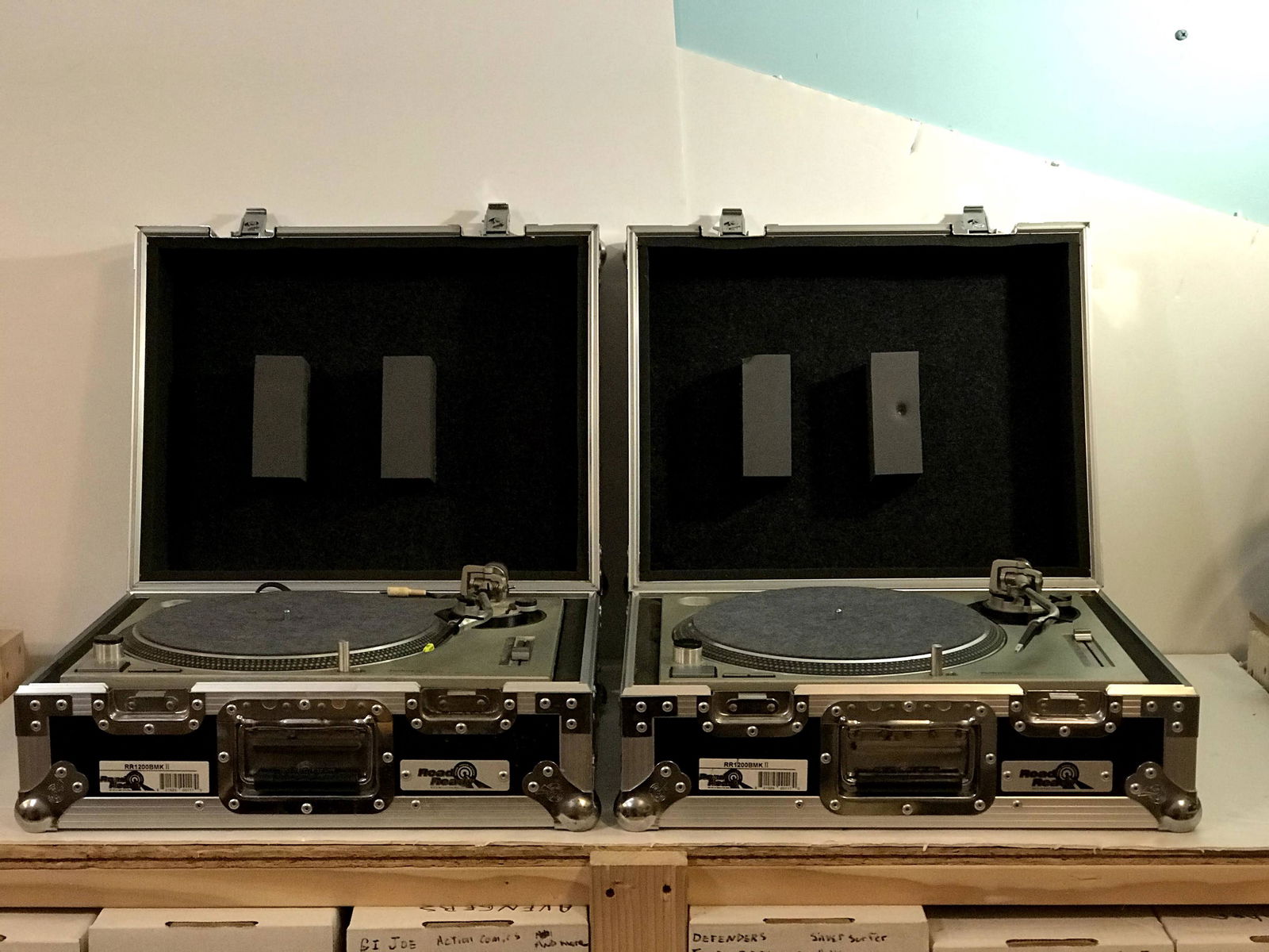 Two Technics SL-1200MK2 Direct Drive Turntables w/ Road (1 of 8)