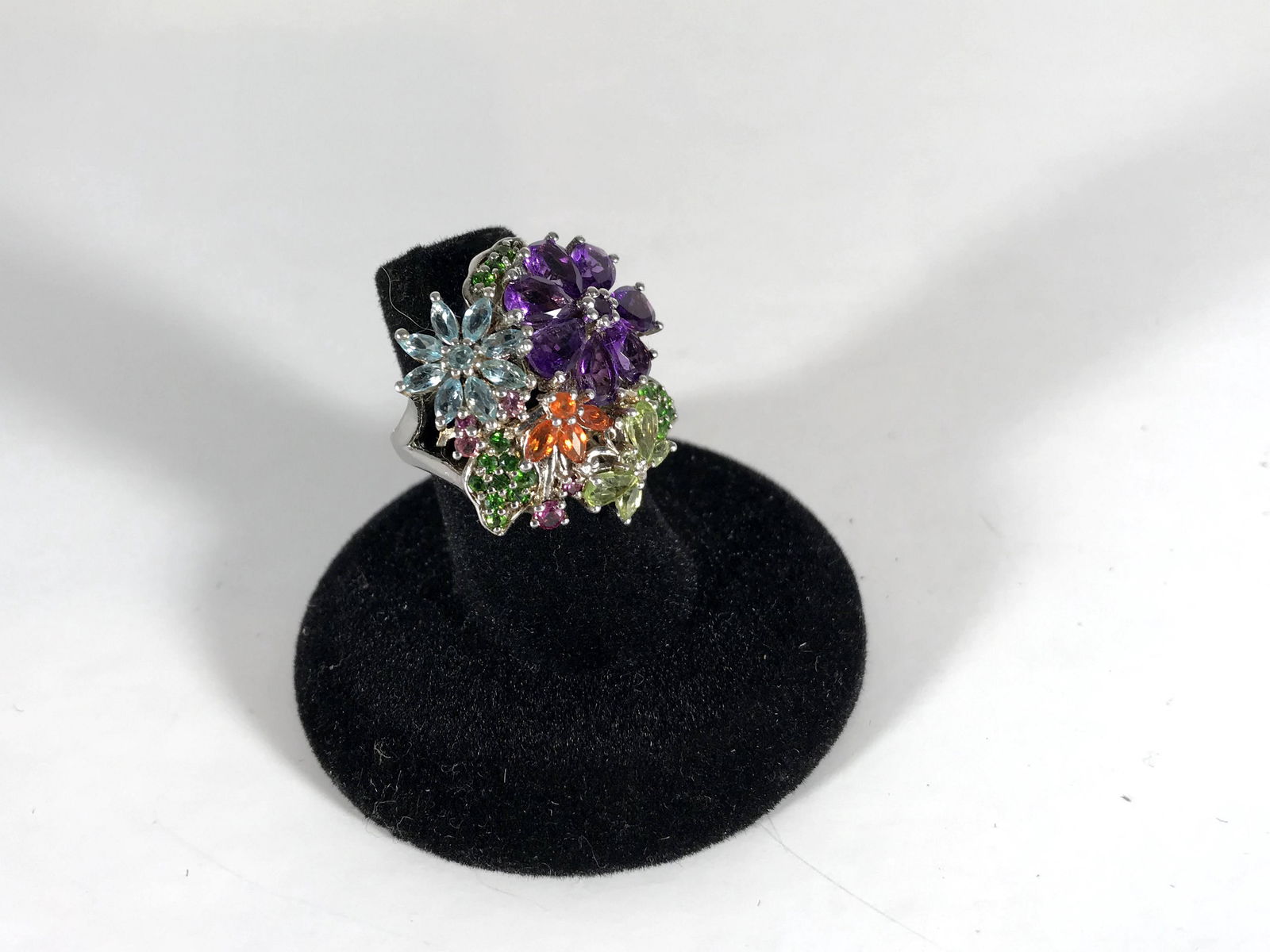 Vintage Sterling Silver Flower Amethyst Topaz and (1 of 5)