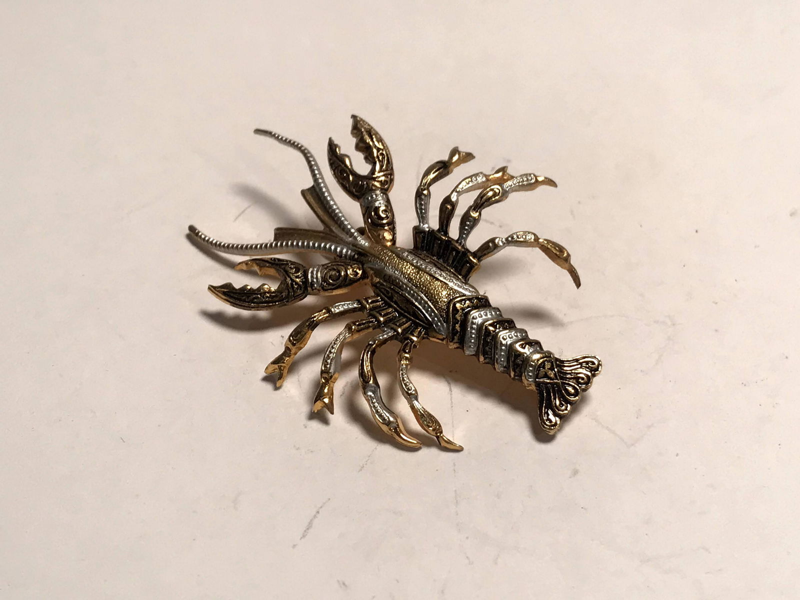 Vintage Spanish damascene crawfish crab brooch pin (1 of 3)