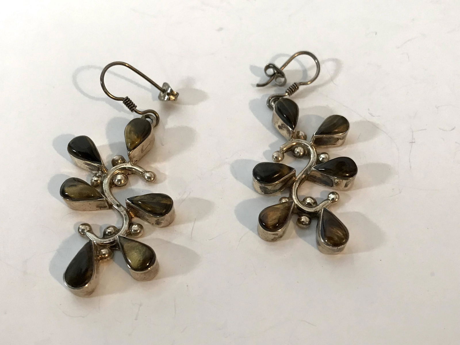 Vintage Mexico 925 Sterling S Shaped Drop Earrings (1 of 6)