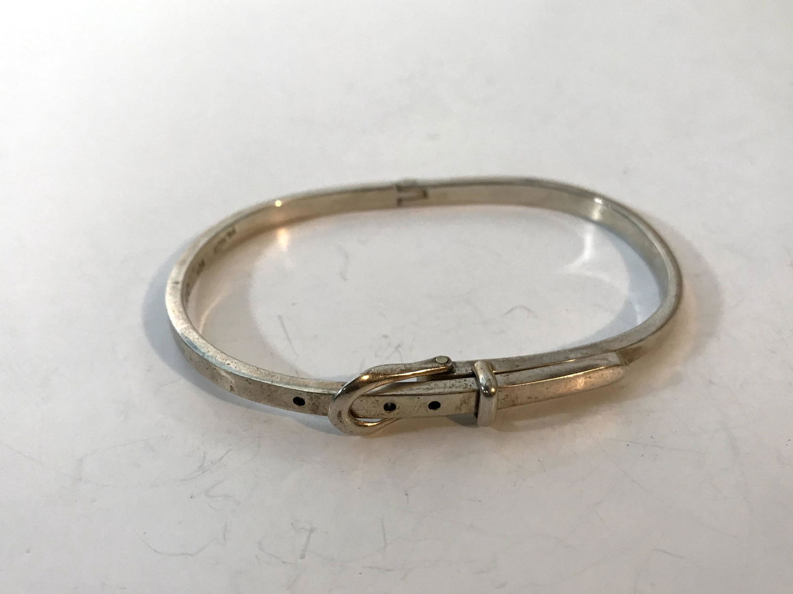 Vintage Mexico Sterling Silver Belt Buckle Bangle Cuff (1 of 5)