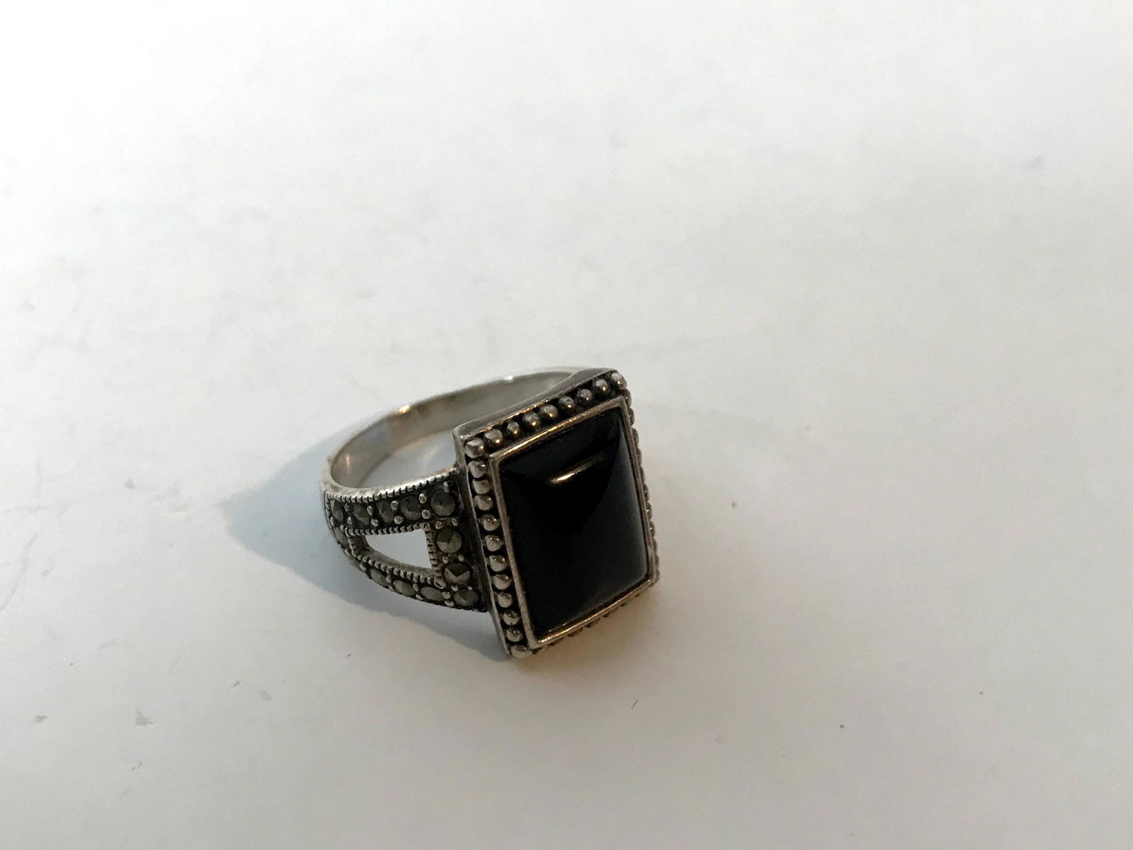 Vintage Sterling Silver Black Onyx Marcasite Art Deco (1 of 4)