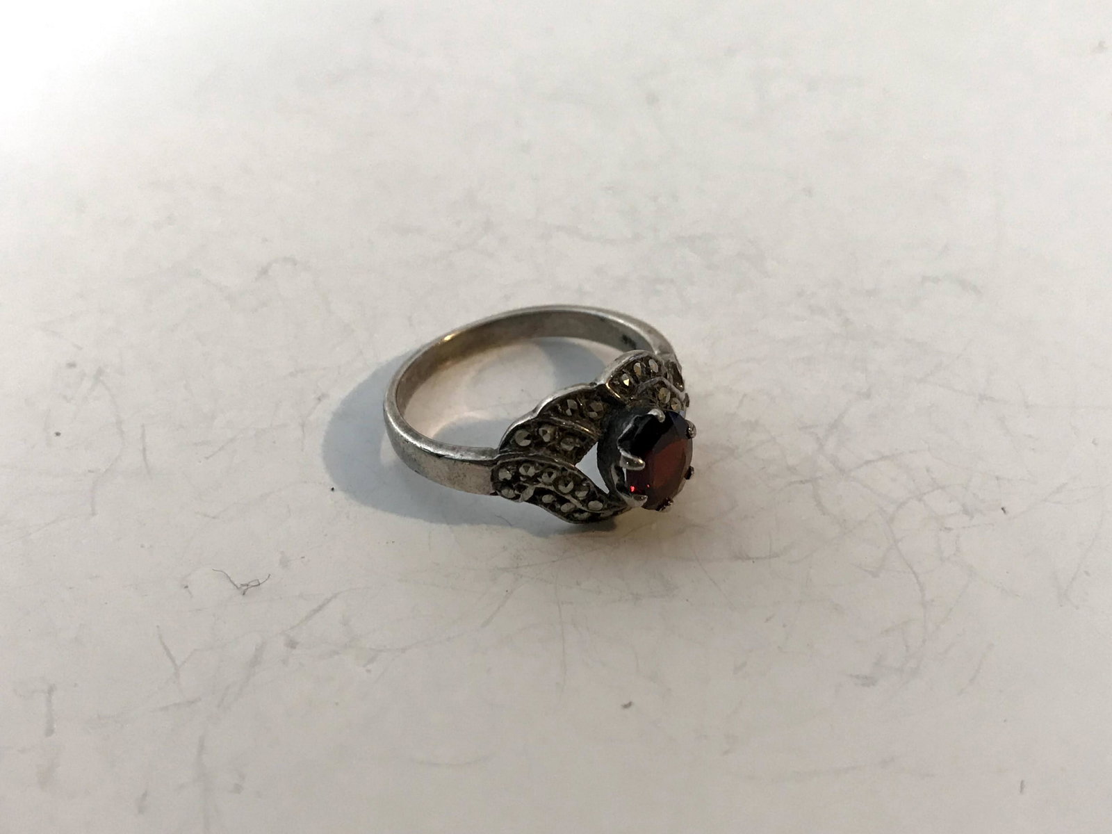 Vintage Sterling Silver Ring Marcasite Amethyst 925: Vintage Sterling Silver Ring Marcasite Amethyst 925 Size 7 Please view all photos as they are part of the description and condition of this Item, Feel free to contact me with questions or picture requ