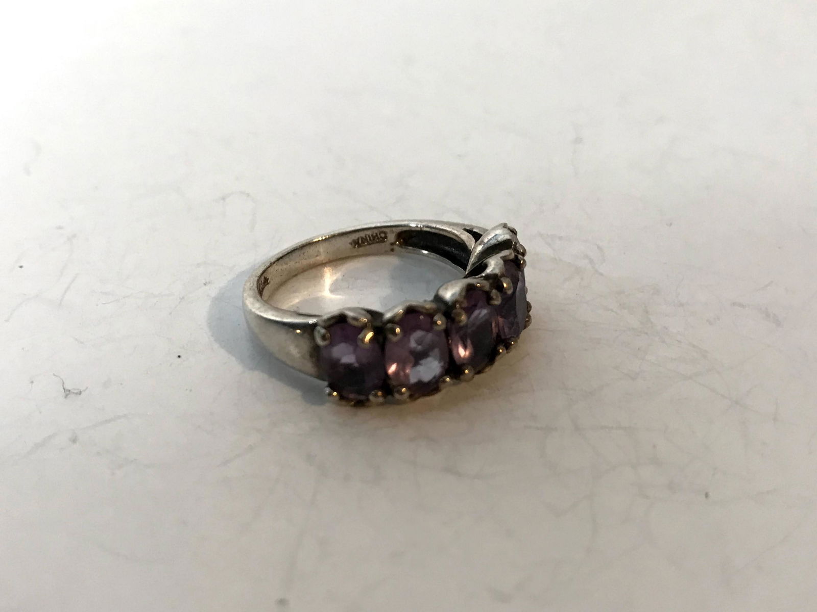 925 Sterling Silver - Vintage Amethyst 5-Stone Faceted (1 of 5)