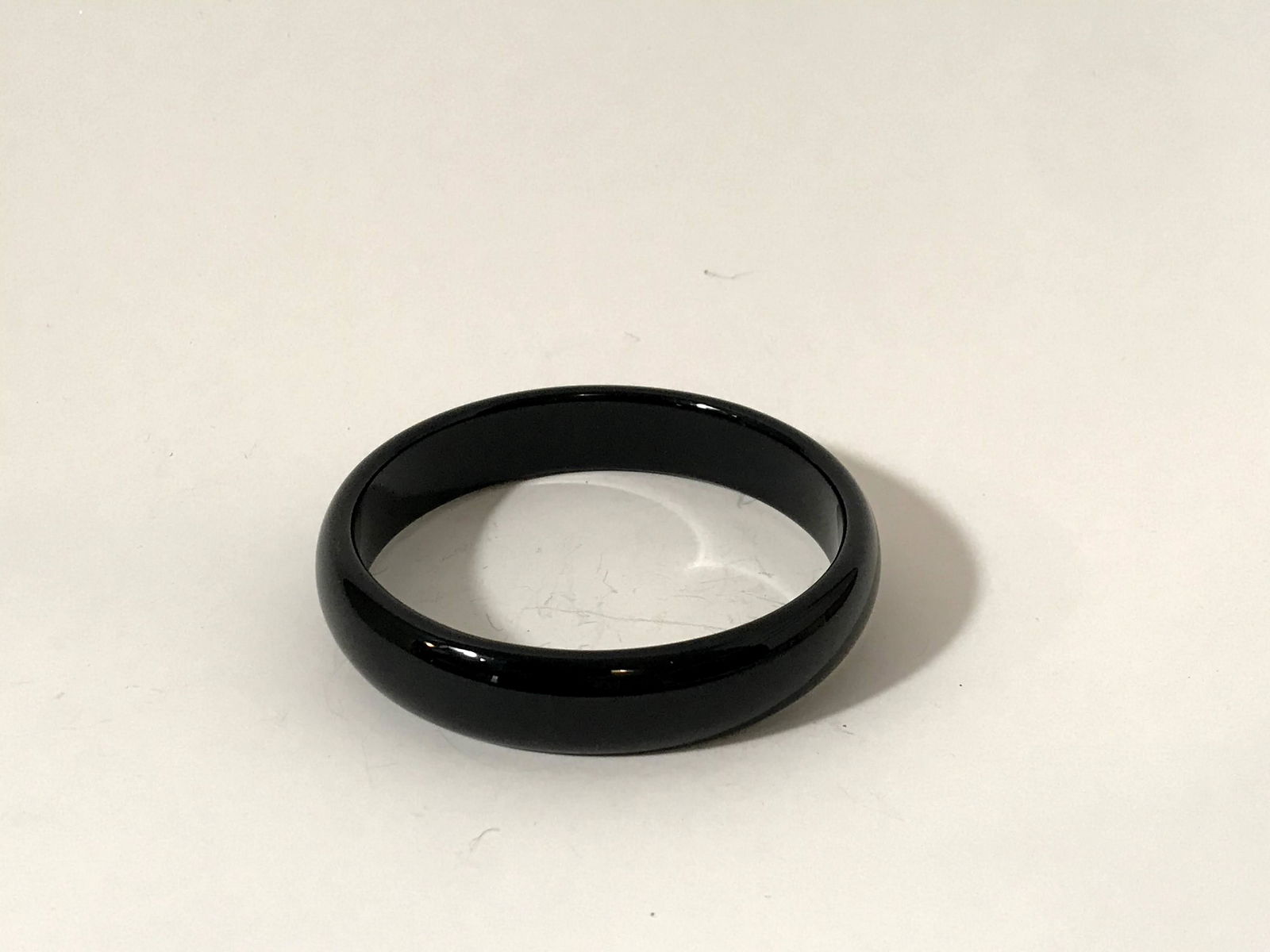 Vintage Black Onyx Bangle glass 2 1/2" Bracelet (1 of 3)