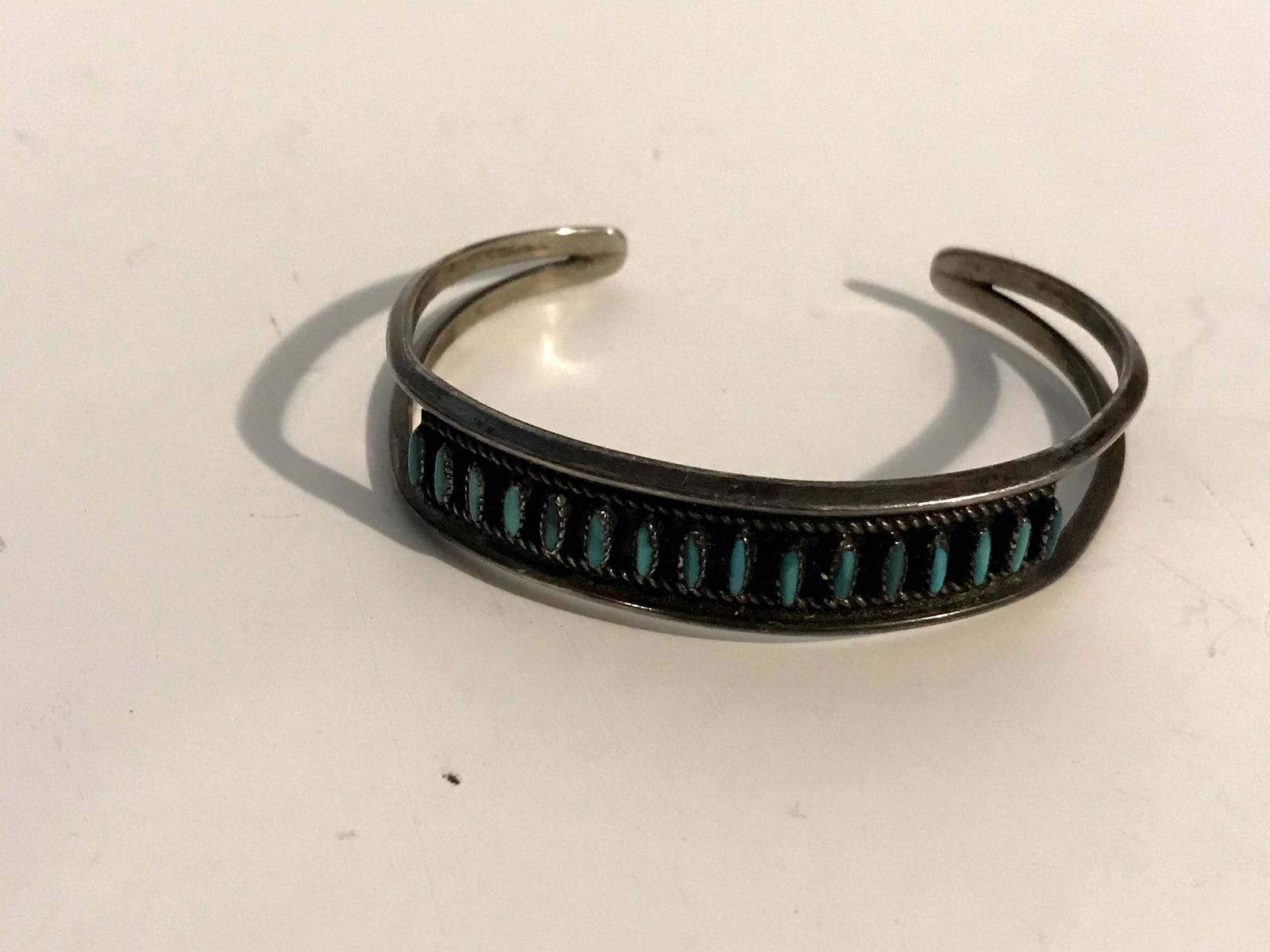 Vintage Old Pawn Zuni Sterling Silver Turquoise Needle (1 of 4)