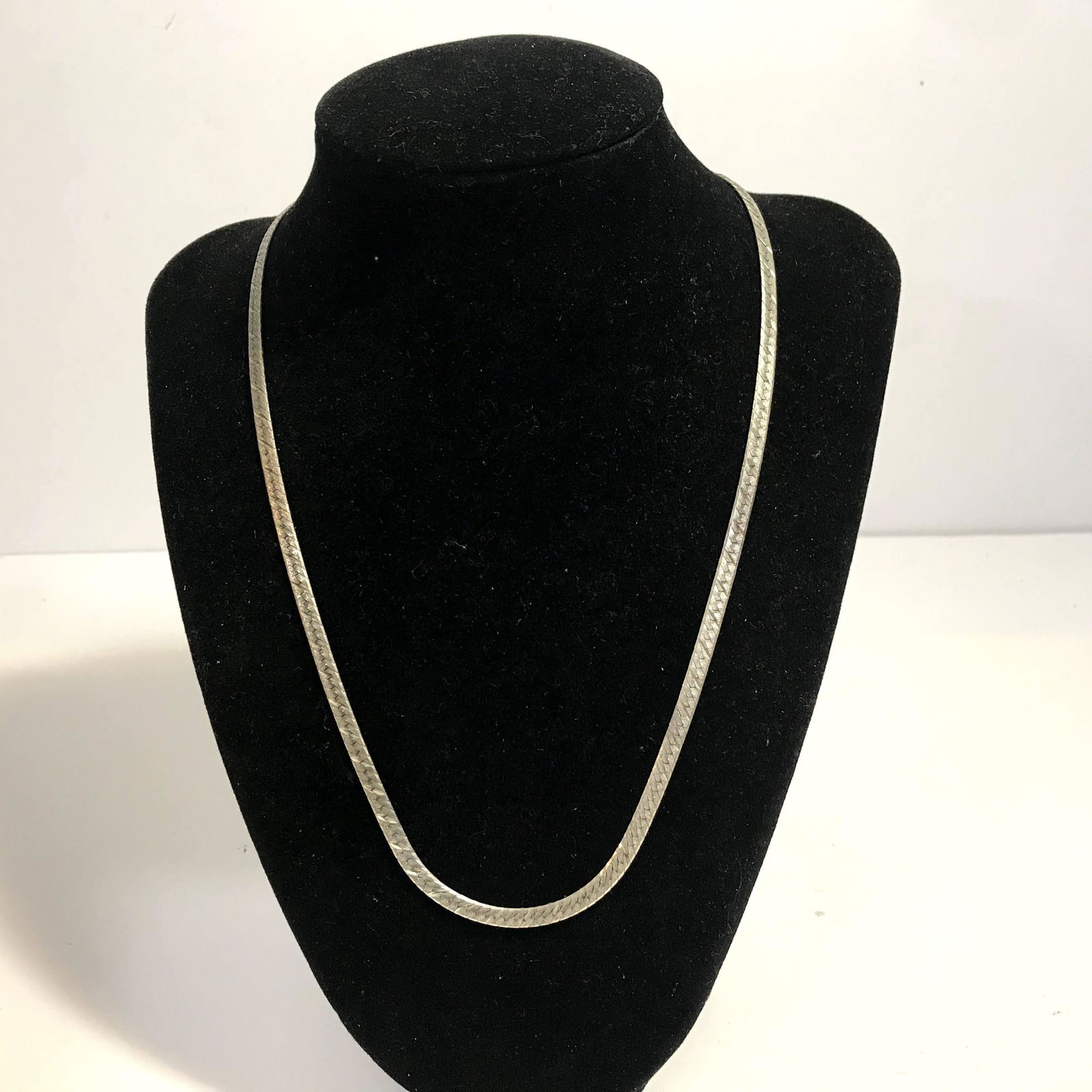 Vintage 925 Sterling Silver Flat Snake Chain Necklace (1 of 4)