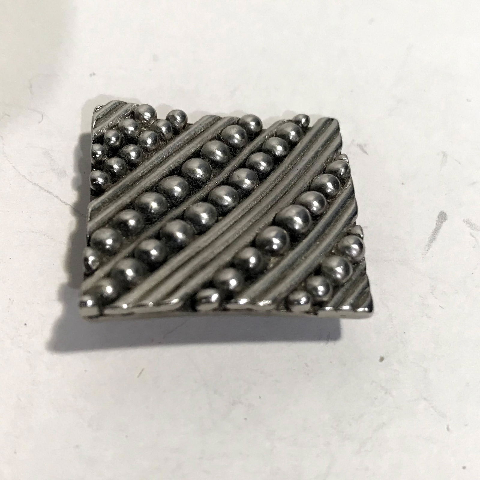 Vintage Trifari Crown Signed Silver Tone Metal Square (1 of 4)