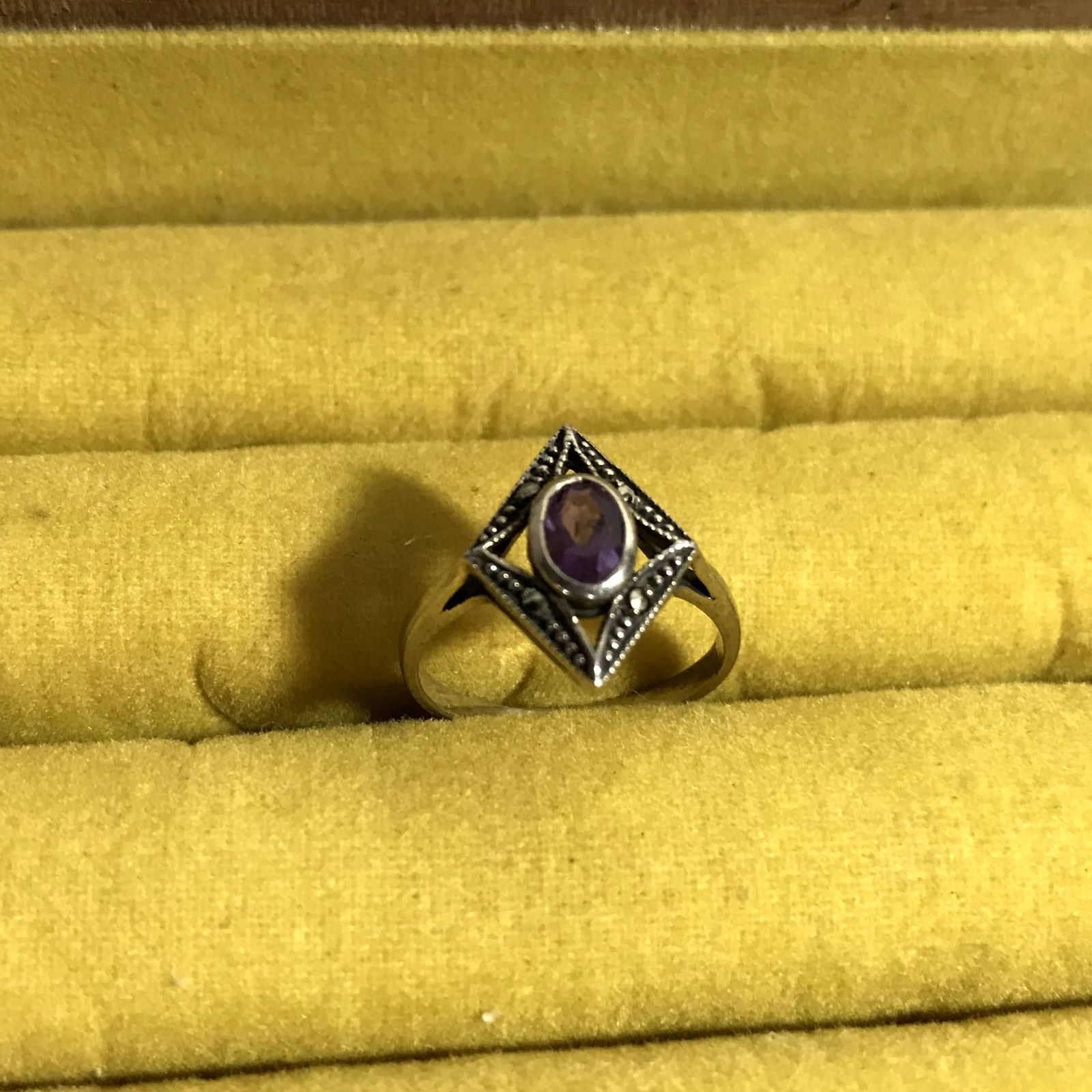 Vintage Sterling Silver 925 Purple Amethyst Marcasite (1 of 5)