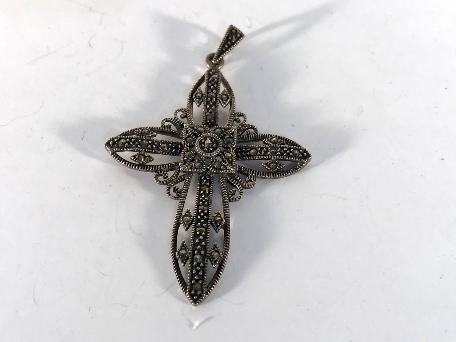 Vintage Sterling Silver 925 Ornate Filigree Marcasite (1 of 5)