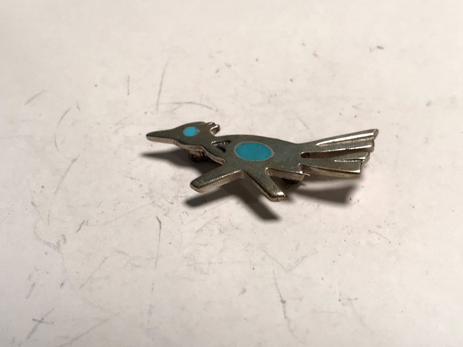 Vintage Southwest Sterling Silver Turquoise Roadrunner (1 of 3)