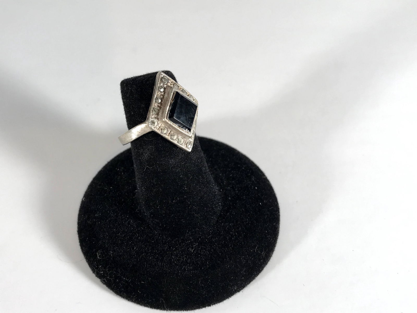 Vintage Sterling Silver Onyx Marcasite diamond style (1 of 5)