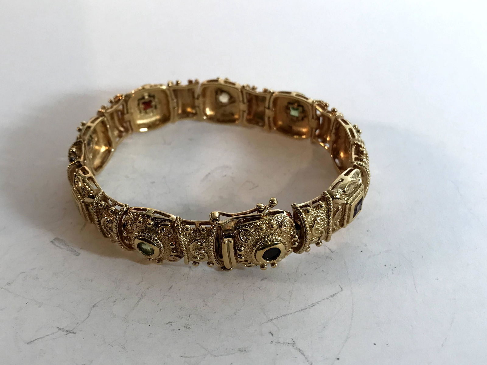 Vintage sterling silver & stones bracelet 2 1/4" (1 of 4)