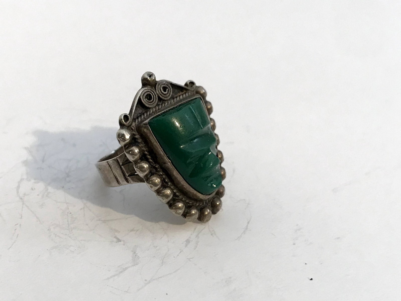 Vintage TAXCO Mexico Sterling Silver Aztec Warrior Face (1 of 2)