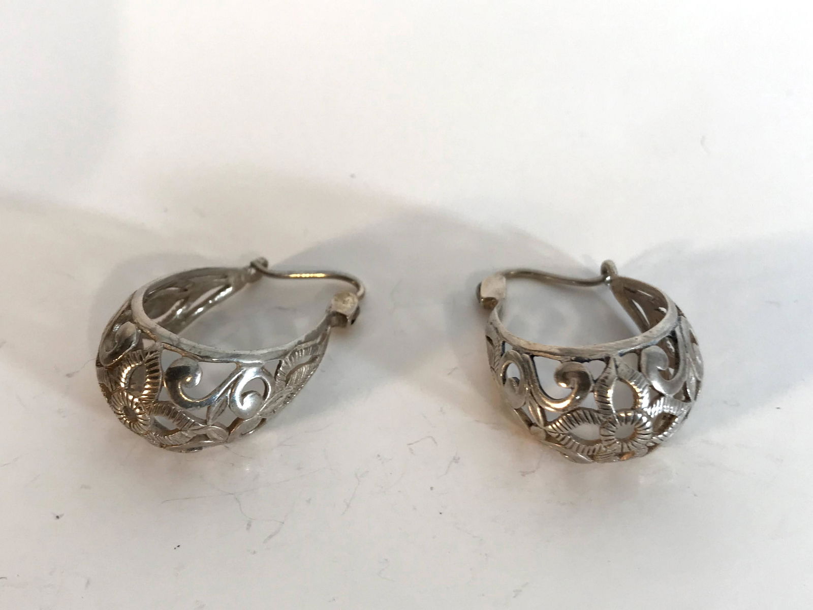 Vintage Large Sterling Silver Earrings (1 of 4)