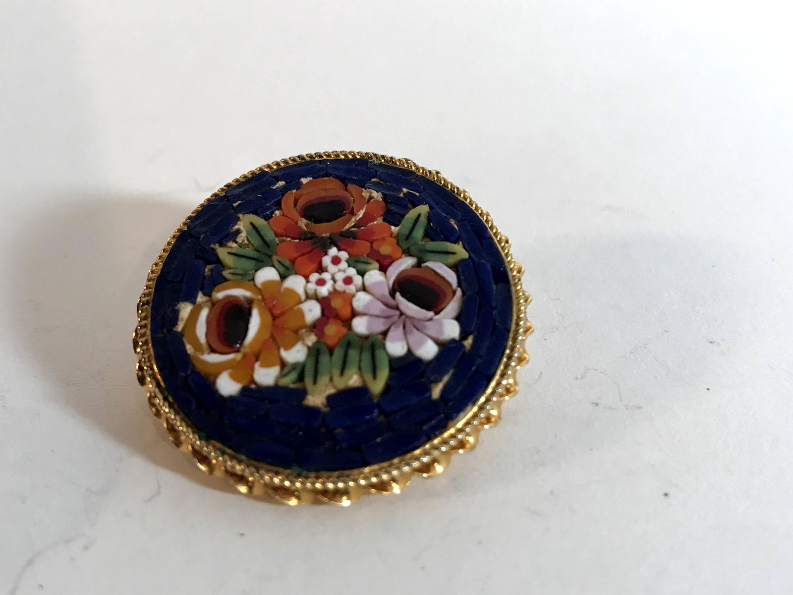 Micro Mosaic brooch pin Italian vintage early 20th (1 of 4)