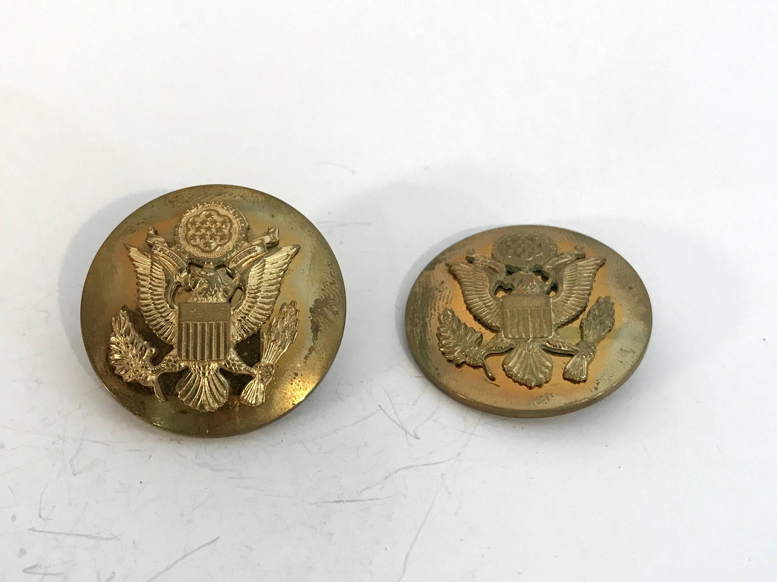 2 WWII WW2 US Military Army Enlisted Screw Back Cap Hat (1 of 4)