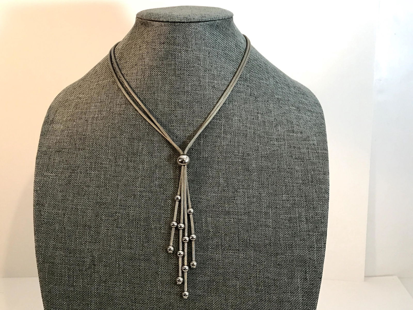 Vintage Double Strand Sterling Silver Necklace Marked N (1 of 4)