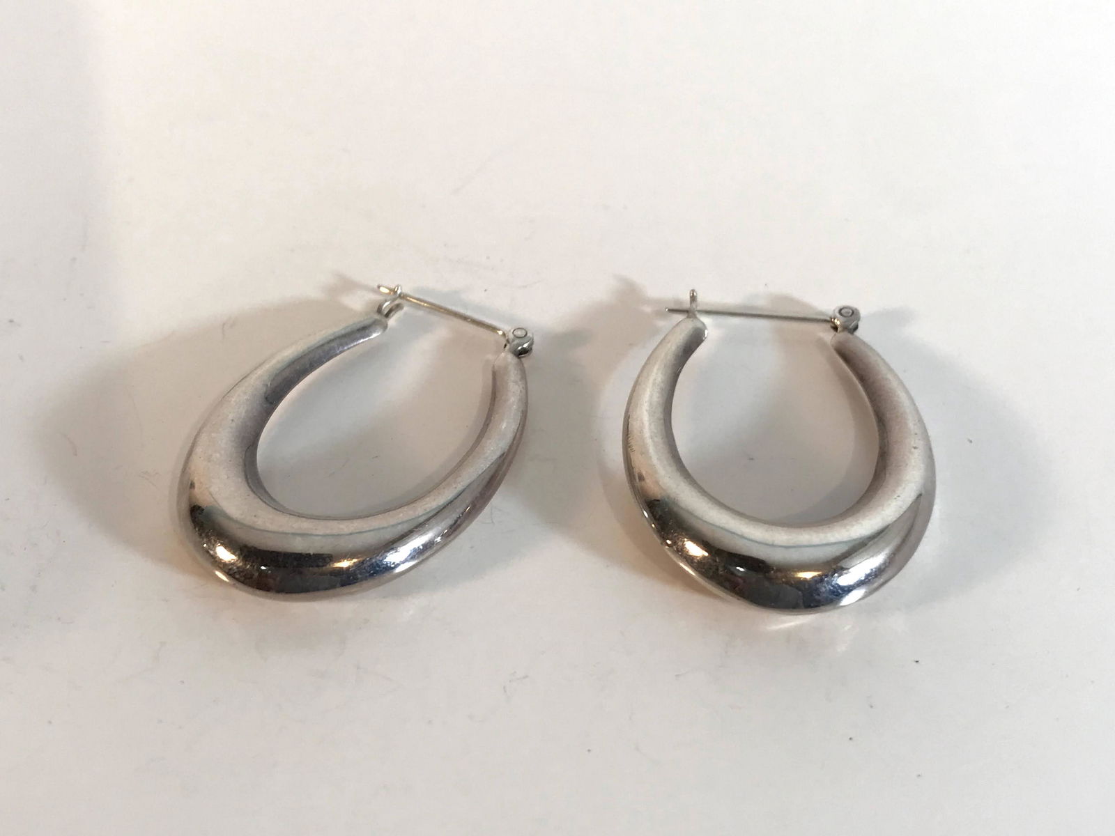 Vintage Large Sterling Silver Hoop Earrings 925 (1 of 4)