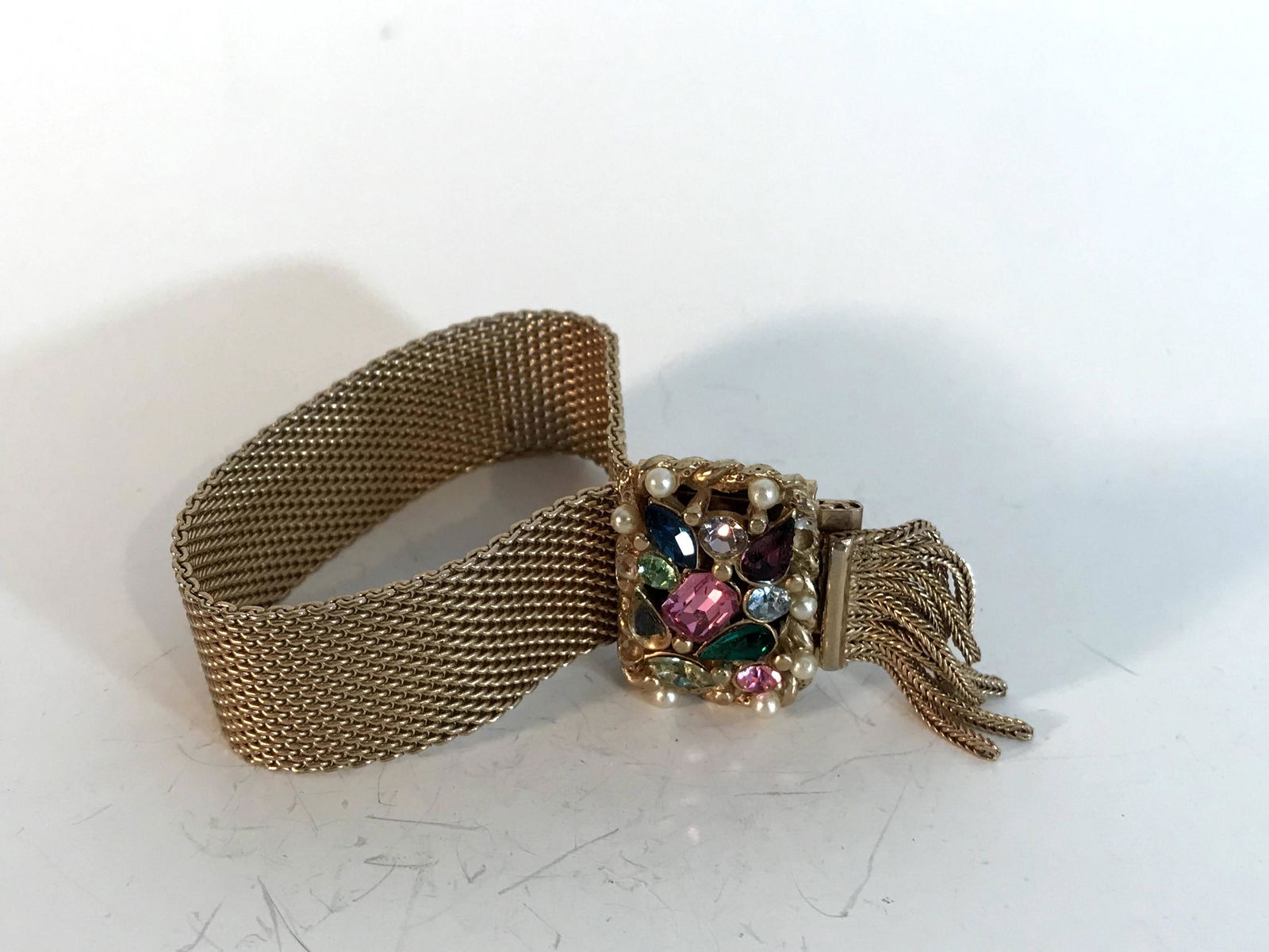 Vintage Gold Tone Rhinestone Bracelet 8" missing 2 (1 of 5)