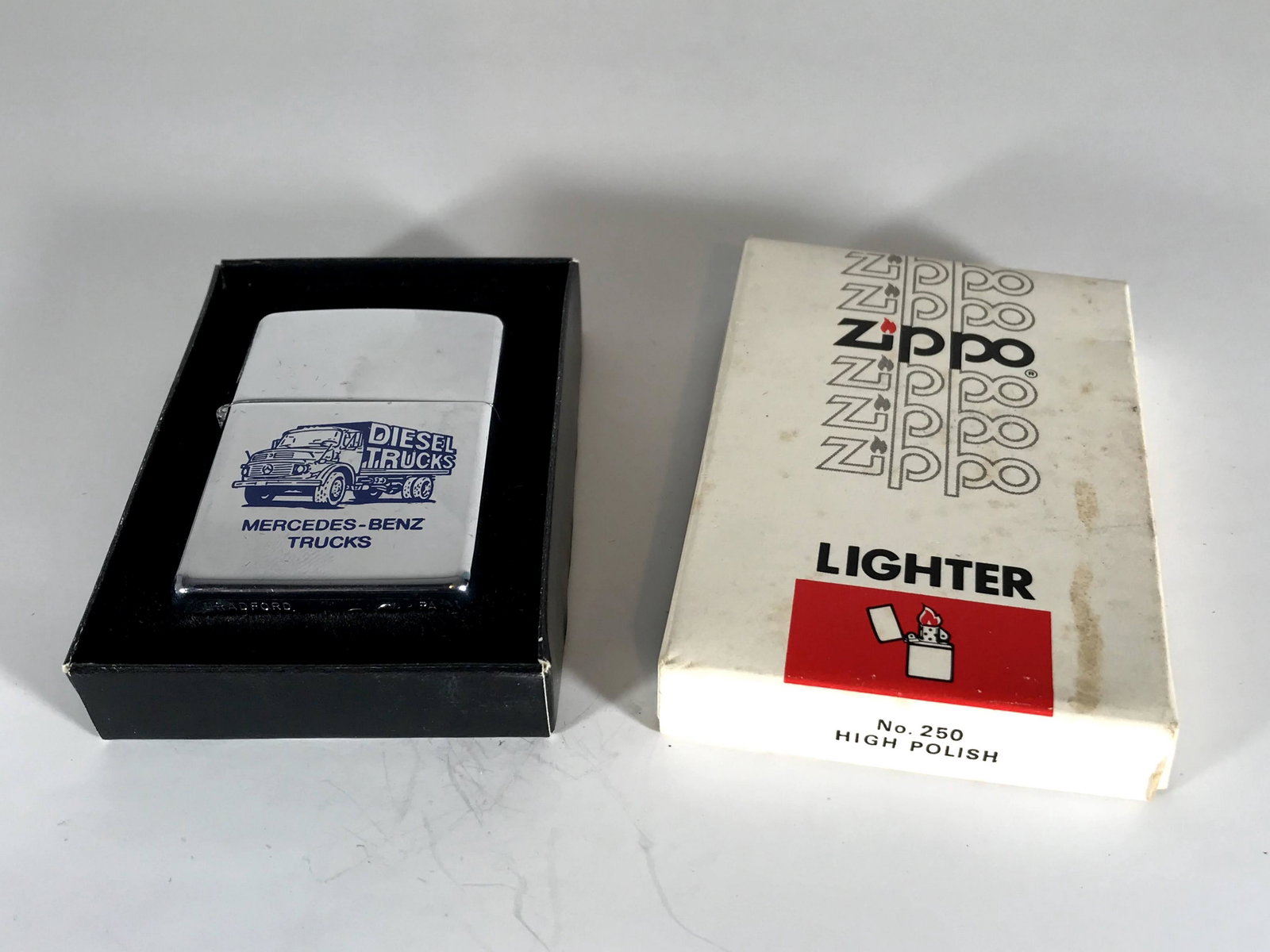 Vintage 1978-79 Zippo - Mercedes Benz Trucks graphic -: Vintage 1978-79 Zippo - Mercedes Benz Trucks graphic - New in box Please view all photos as they are part of the description and condition of this Item, Feel free to contact me with questions or pictu