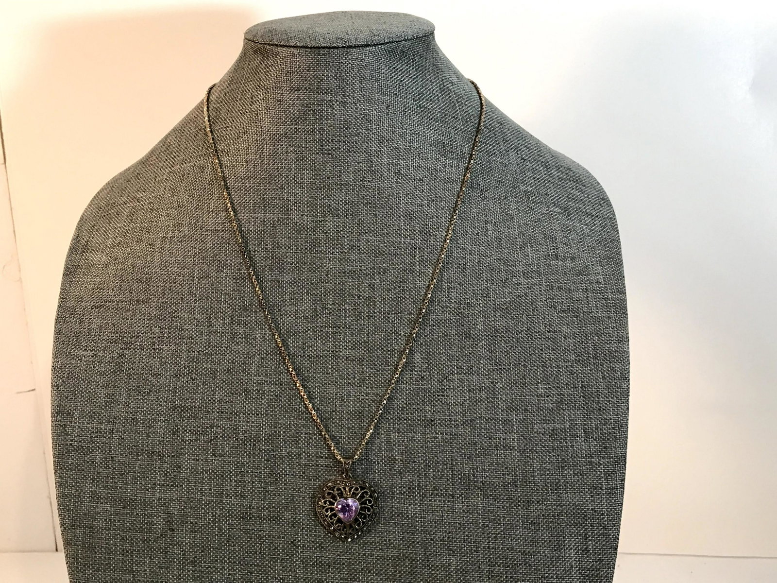 Vintage Sterling Silver Marcasite Amethyst Heart: Vintage Sterling Silver Marcasite Amethyst Heart NecklacePlease view all photos as they are part of the description and condition of this Item, Feel free to contact me with questions or picture reques
