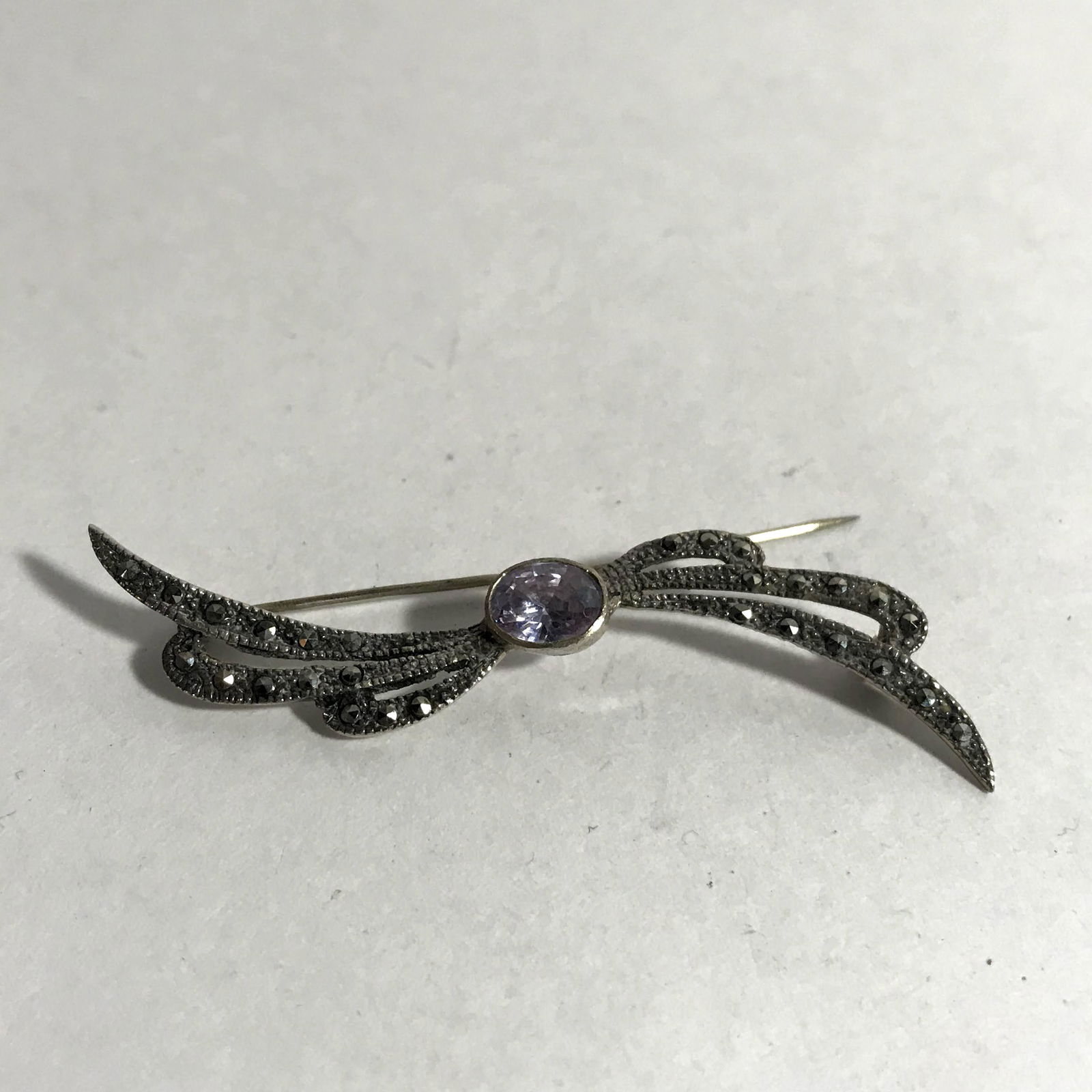 Vintage Sterling Silver Bar Collar Scarf Pin Brooch (1 of 4)