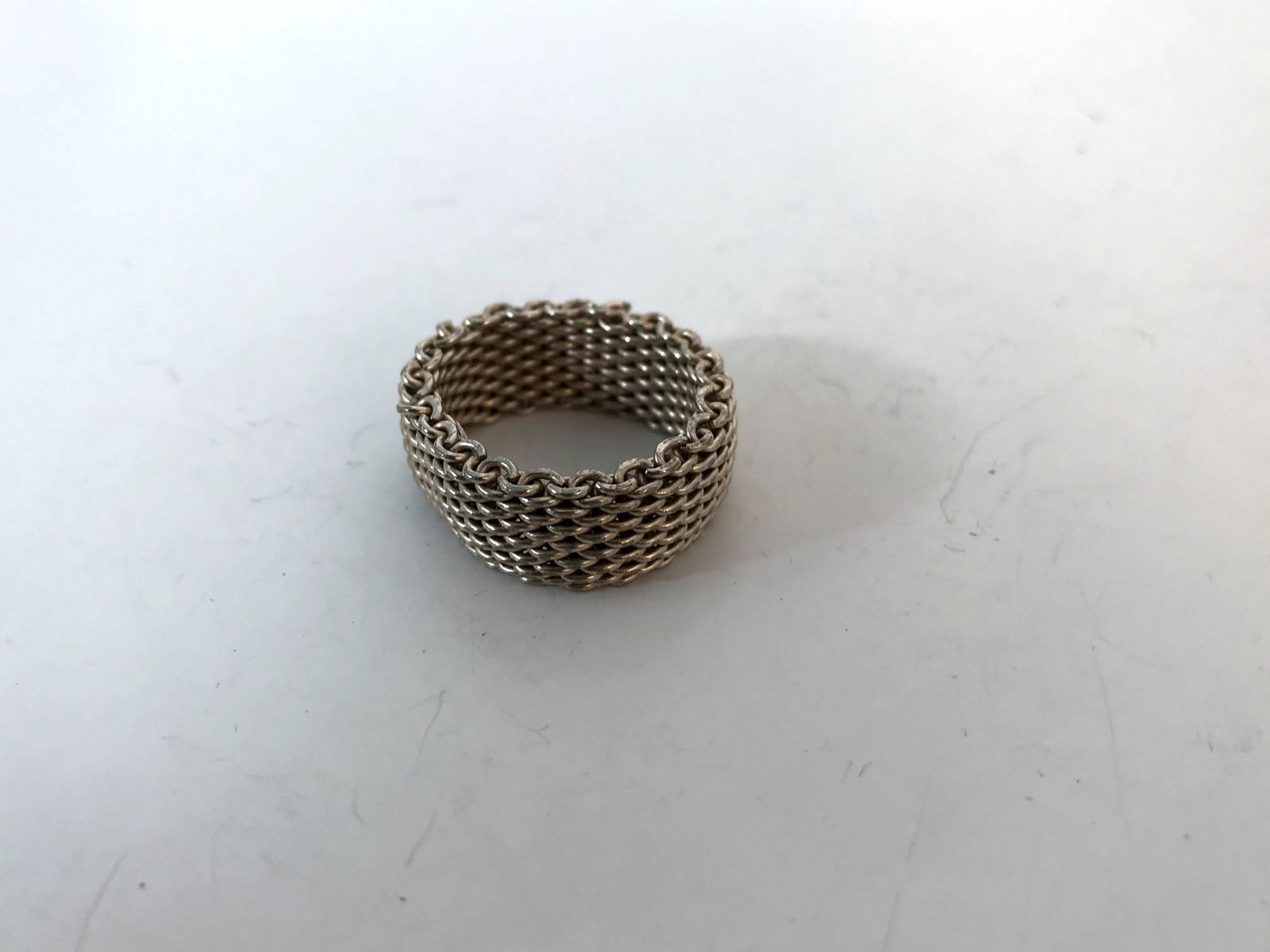 Tiffany & Co Somerset Sterling Silver Mesh Love Ring (1 of 4)