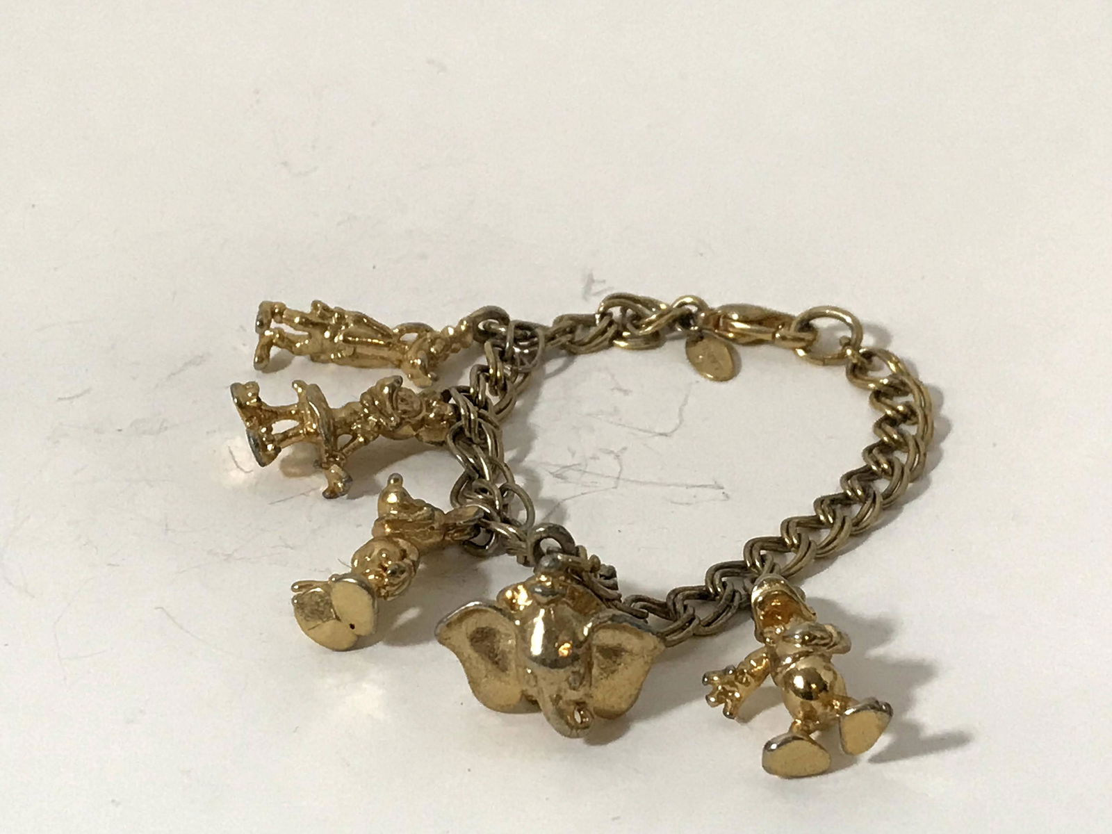 Disney Vintage Goldtone 5 Charm Bracelet Mickey Minnie (1 of 3)