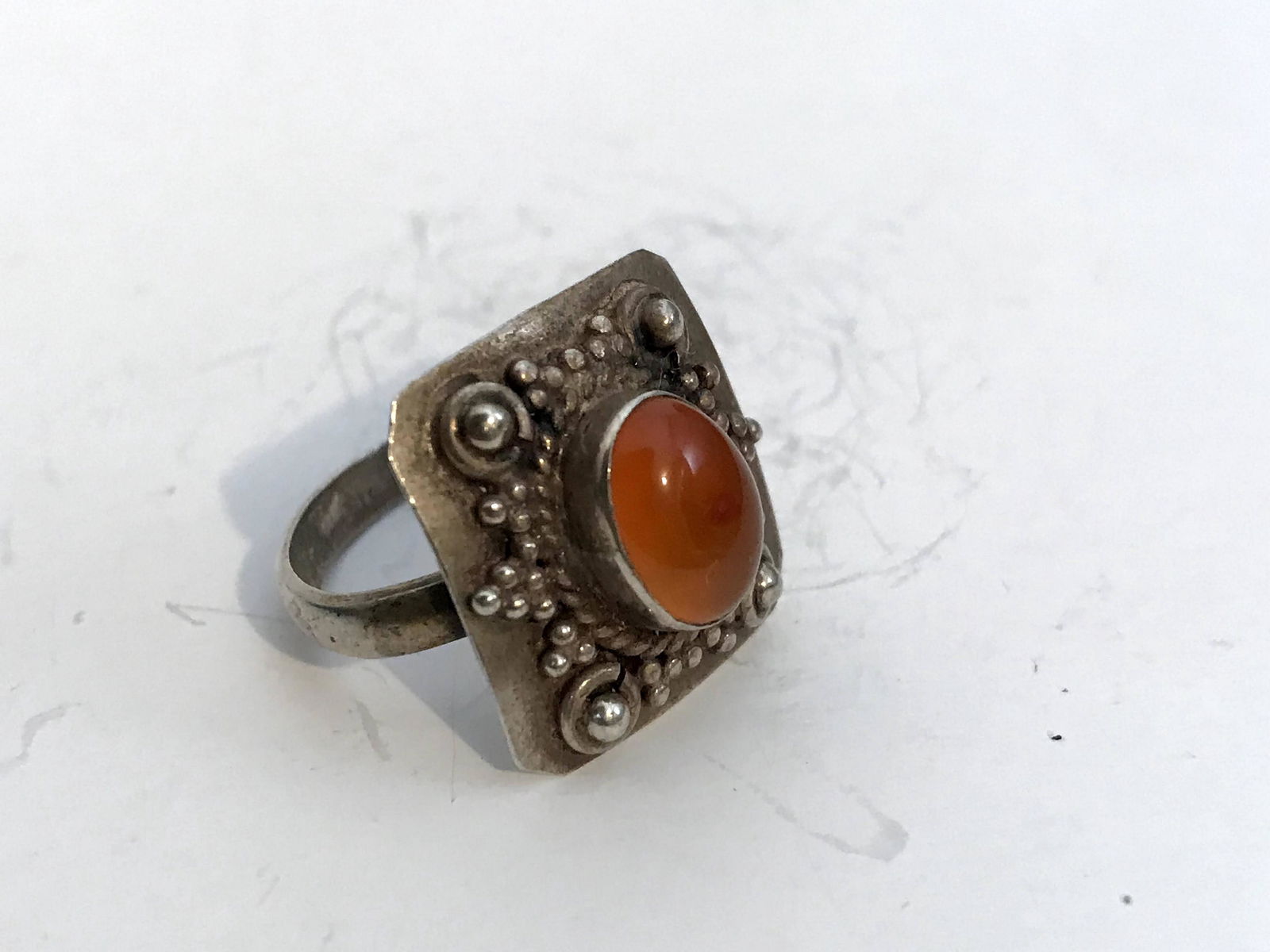 Native American Sterling Silver Amber Ring 7.5 (1 of 4)