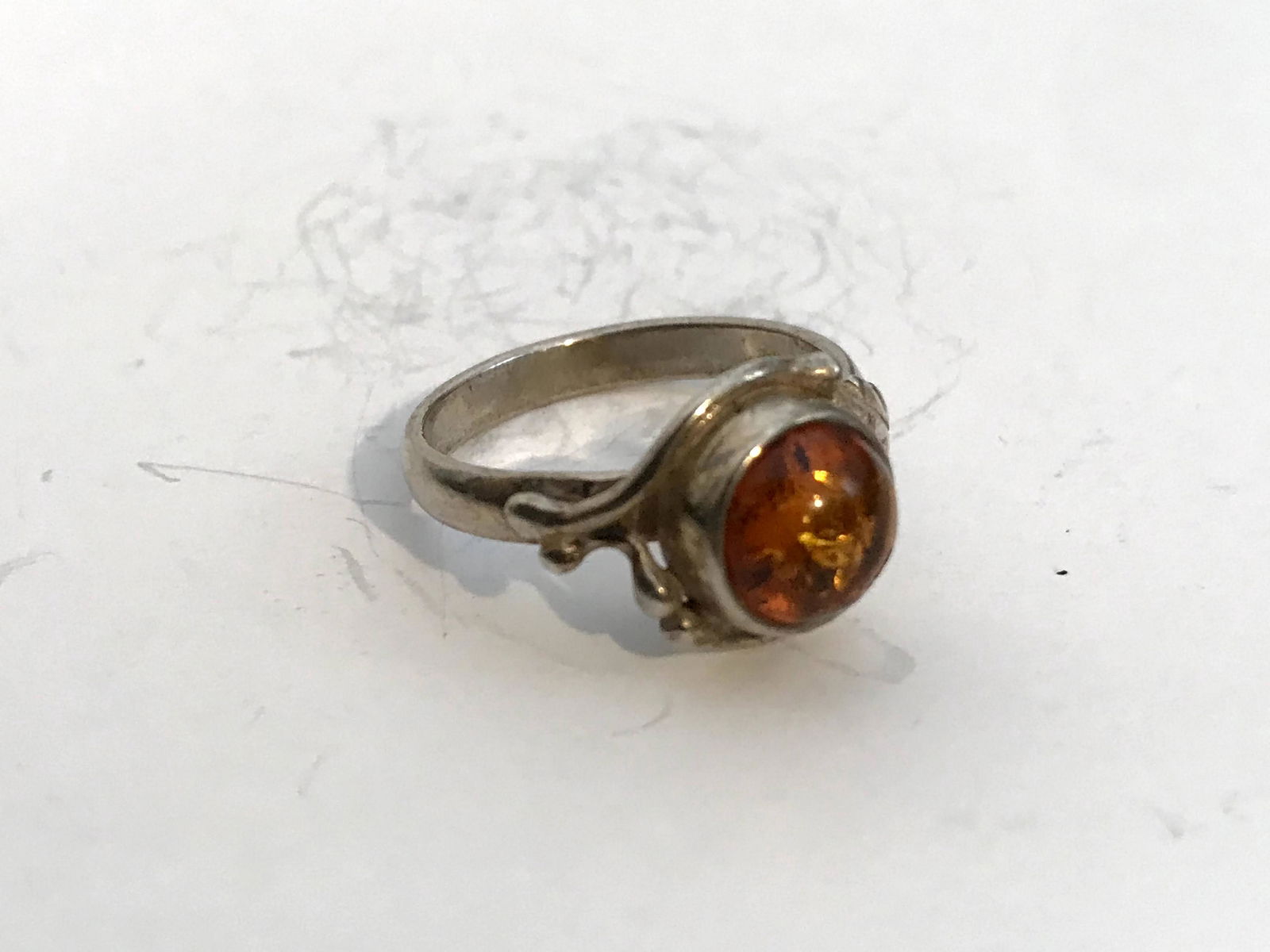 Native American Sterling Silver Amber Ring 7.5 (1 of 4)
